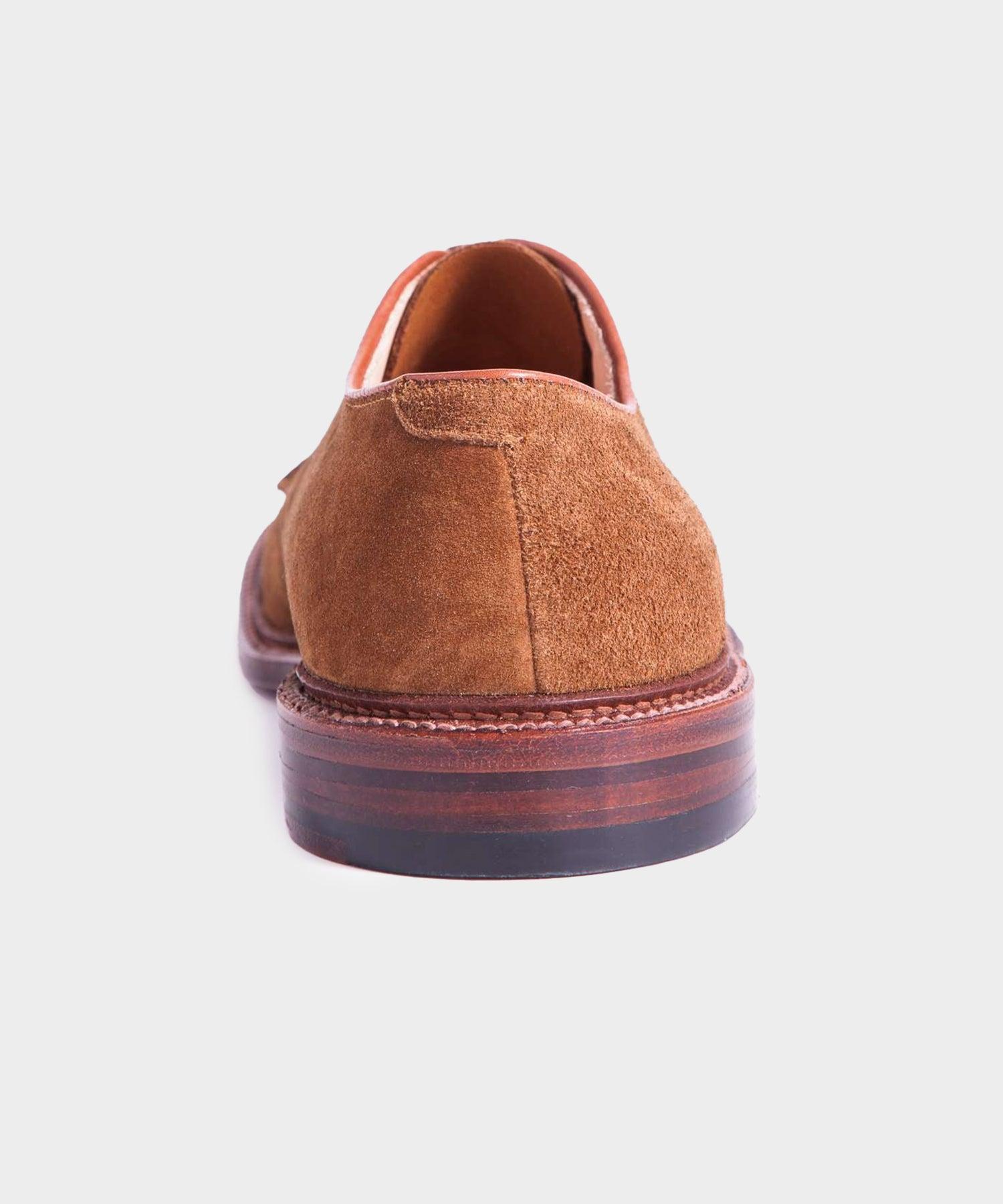Alden Unlined Suede Plain Toe Blucher In Snuff Product Image