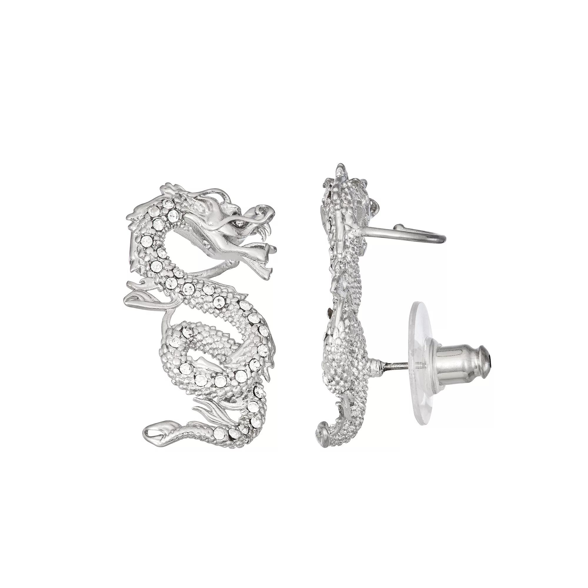 Simply Vera Vera Wang Dragon Crawler Earrings, Women's, Silver Tone Product Image