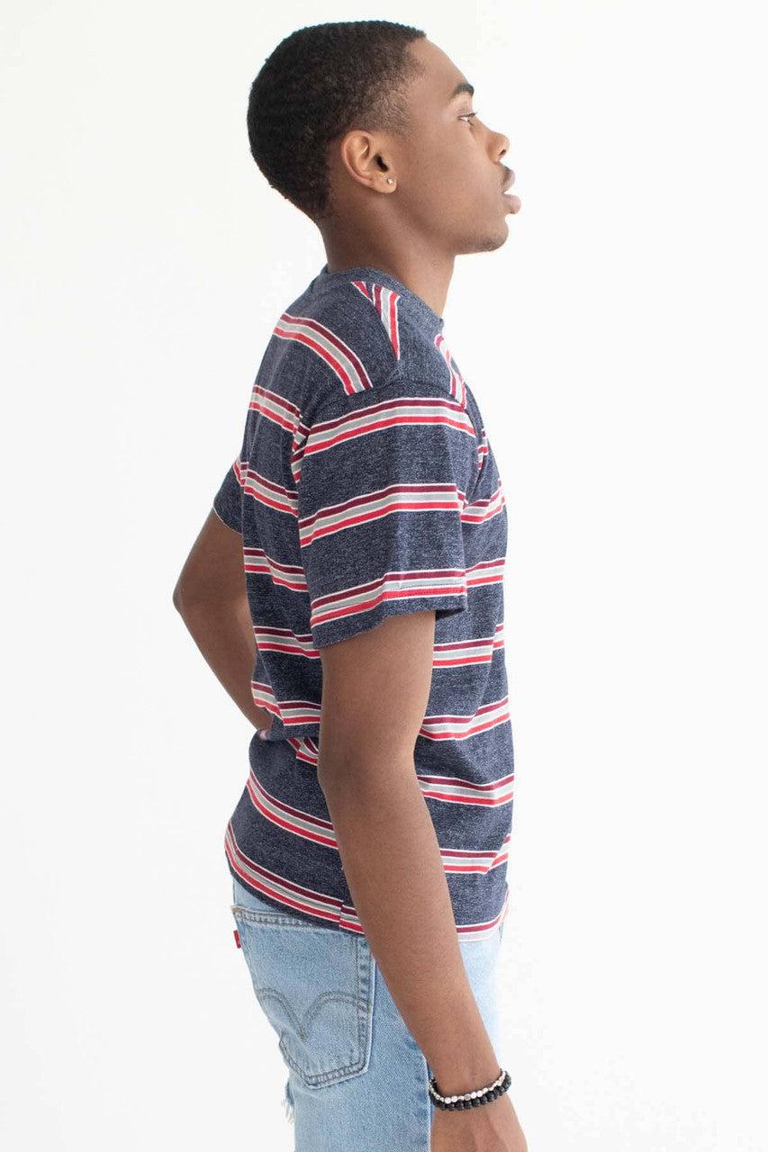 Marled Navy Striped T-Shirt Product Image