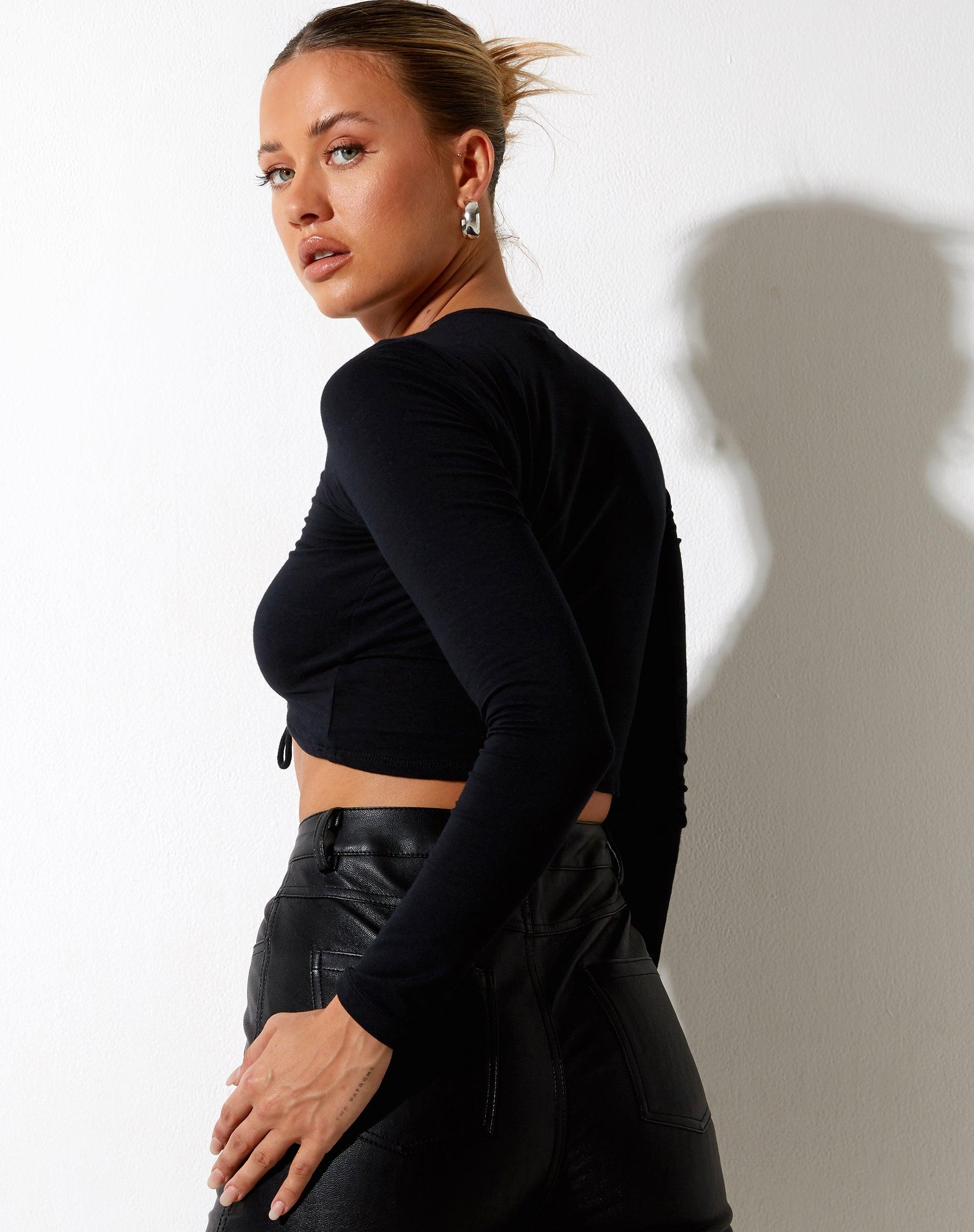 Gisy Crop Top in Lycra Black Product Image