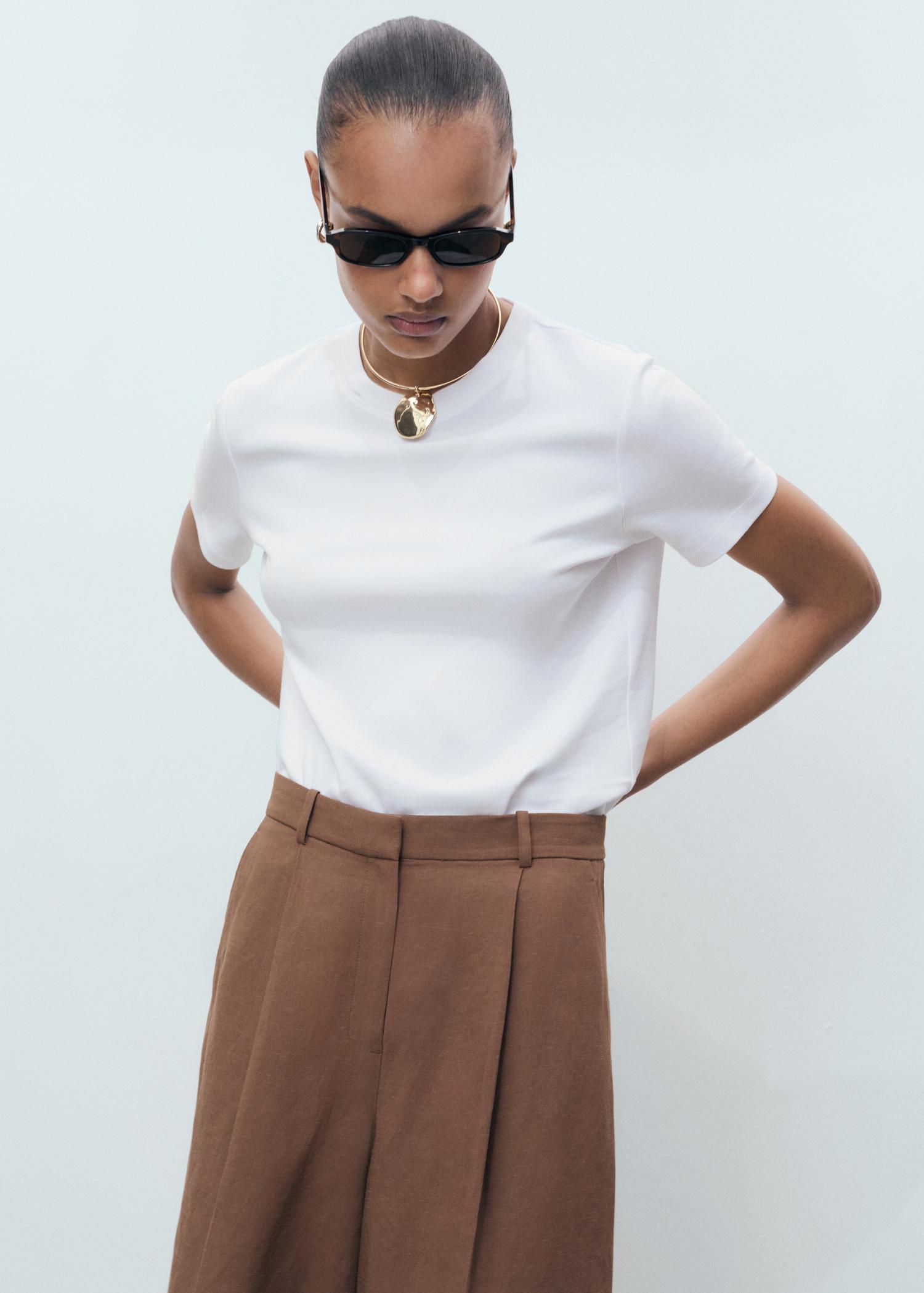 Cotton short-sleeved t-shirt - Women | MANGO USA Product Image