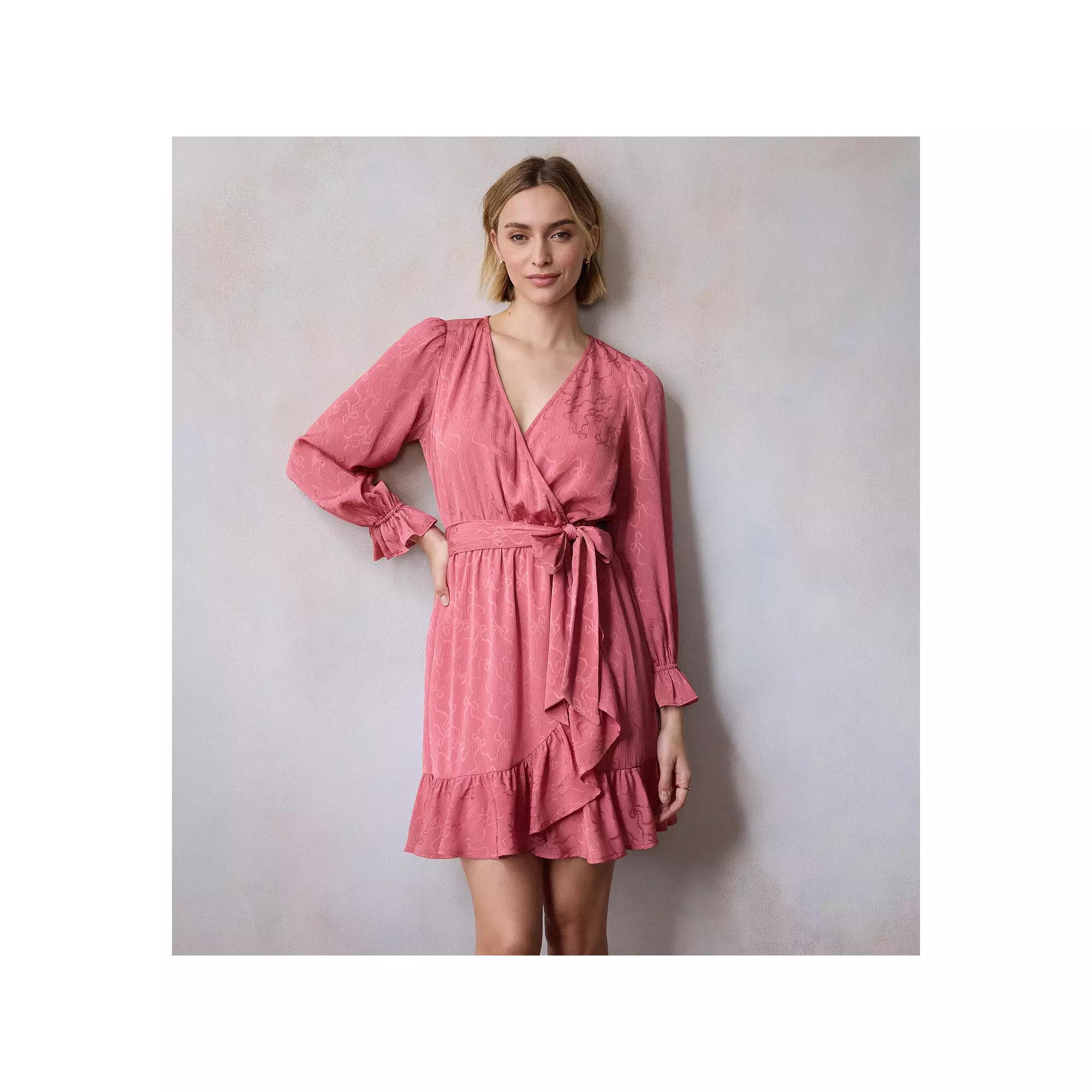 Women's LC Lauren Conrad Crinkle Wrap Mini Dress, Size: XS, Jeannie Pink Product Image