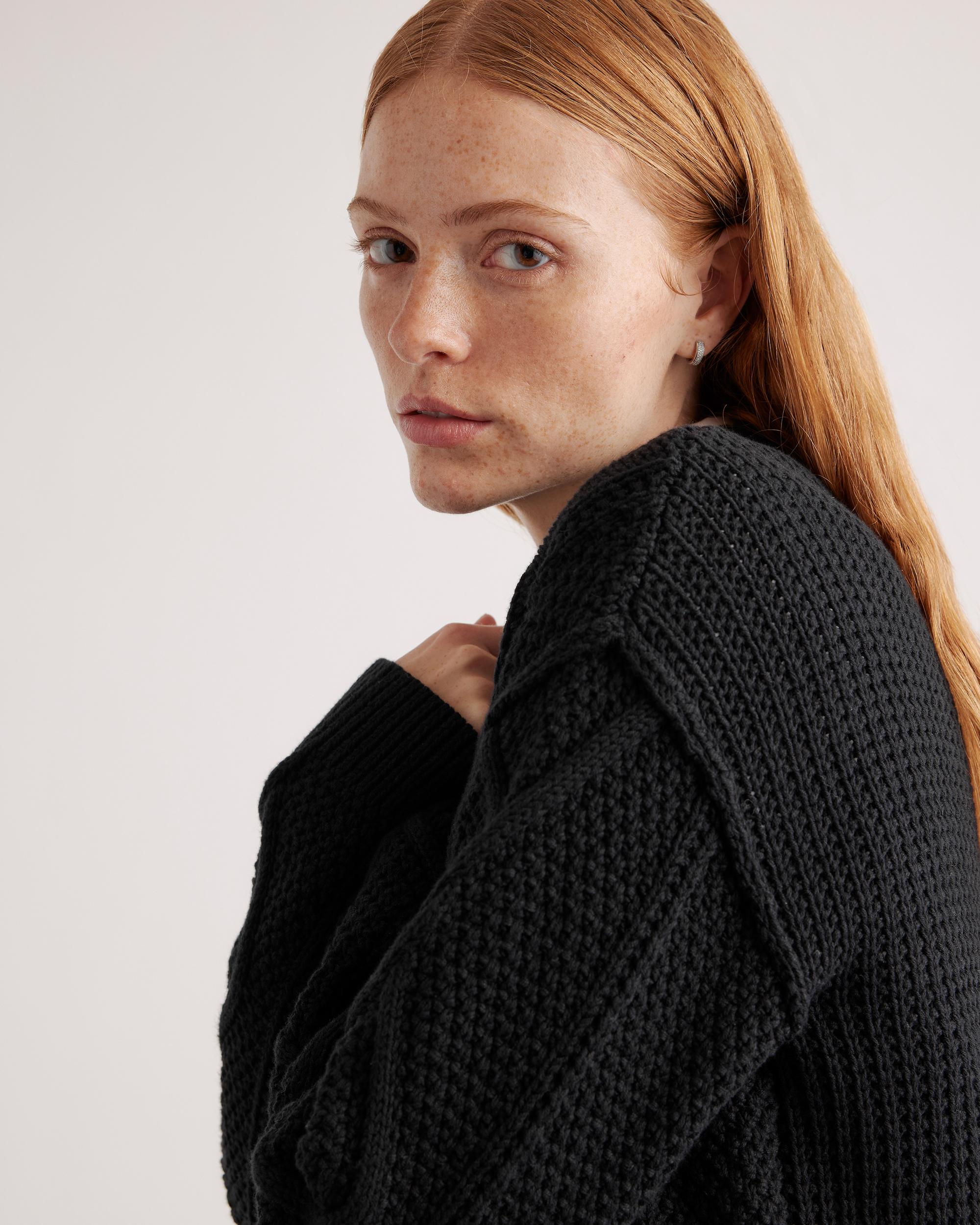 Quince | Women's Cropped Cable Crew Sweater Organic Cotton Product Image