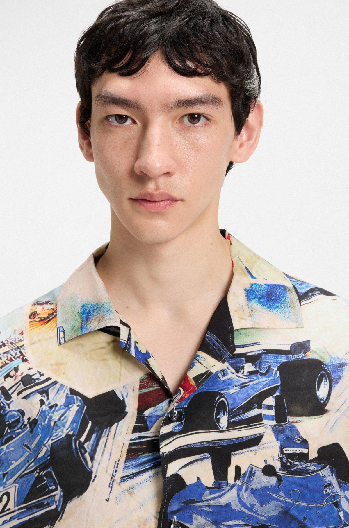 Oversize-fit shirt with vintage racing print Product Image