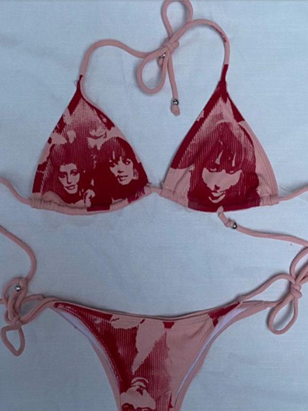 Screen Print Halter Bikini Set Product Image