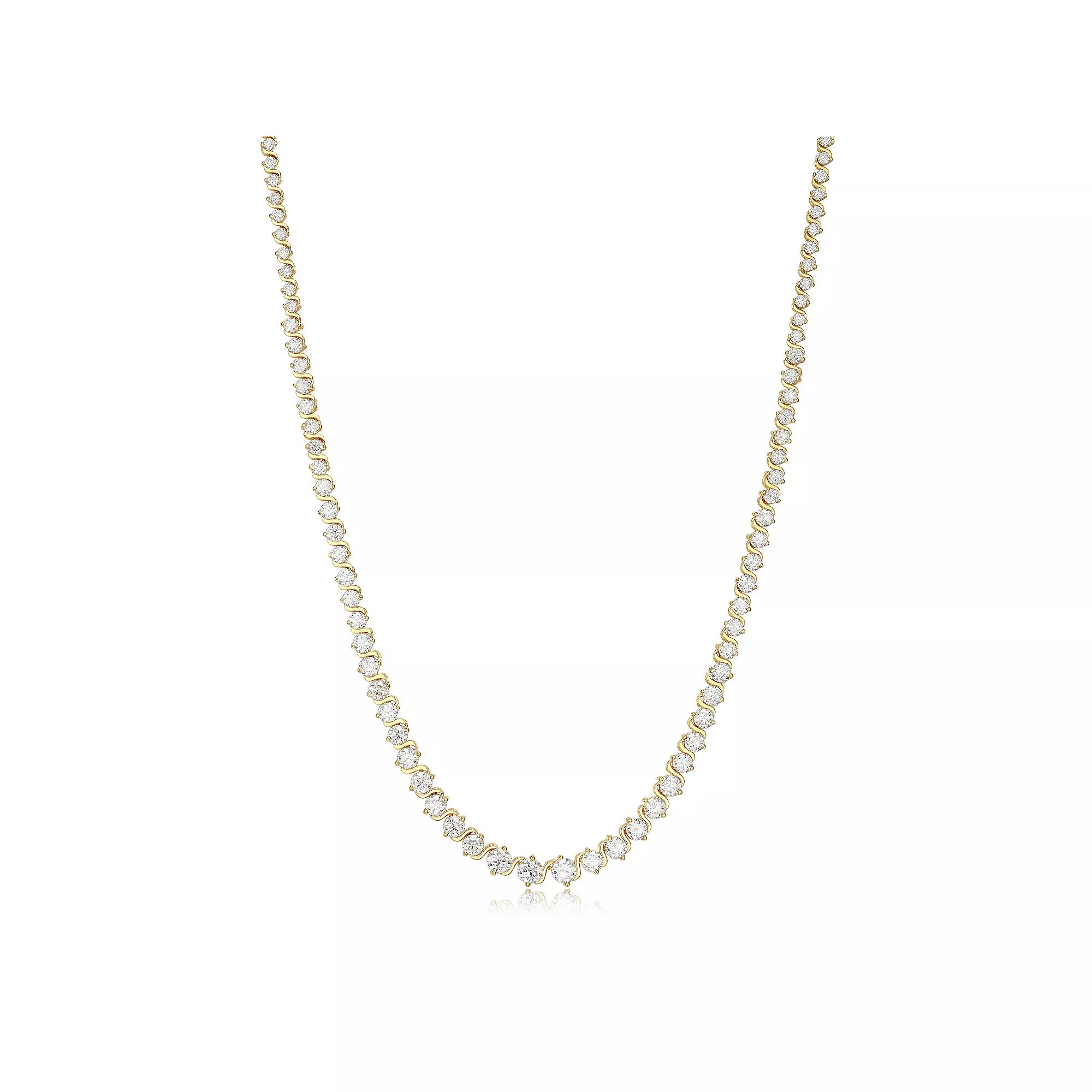 18k Gold Plated Silver Lab-Created Moissanite Graduating Tennis Necklace, Women's, Size: 18", Gold Tone Product Image