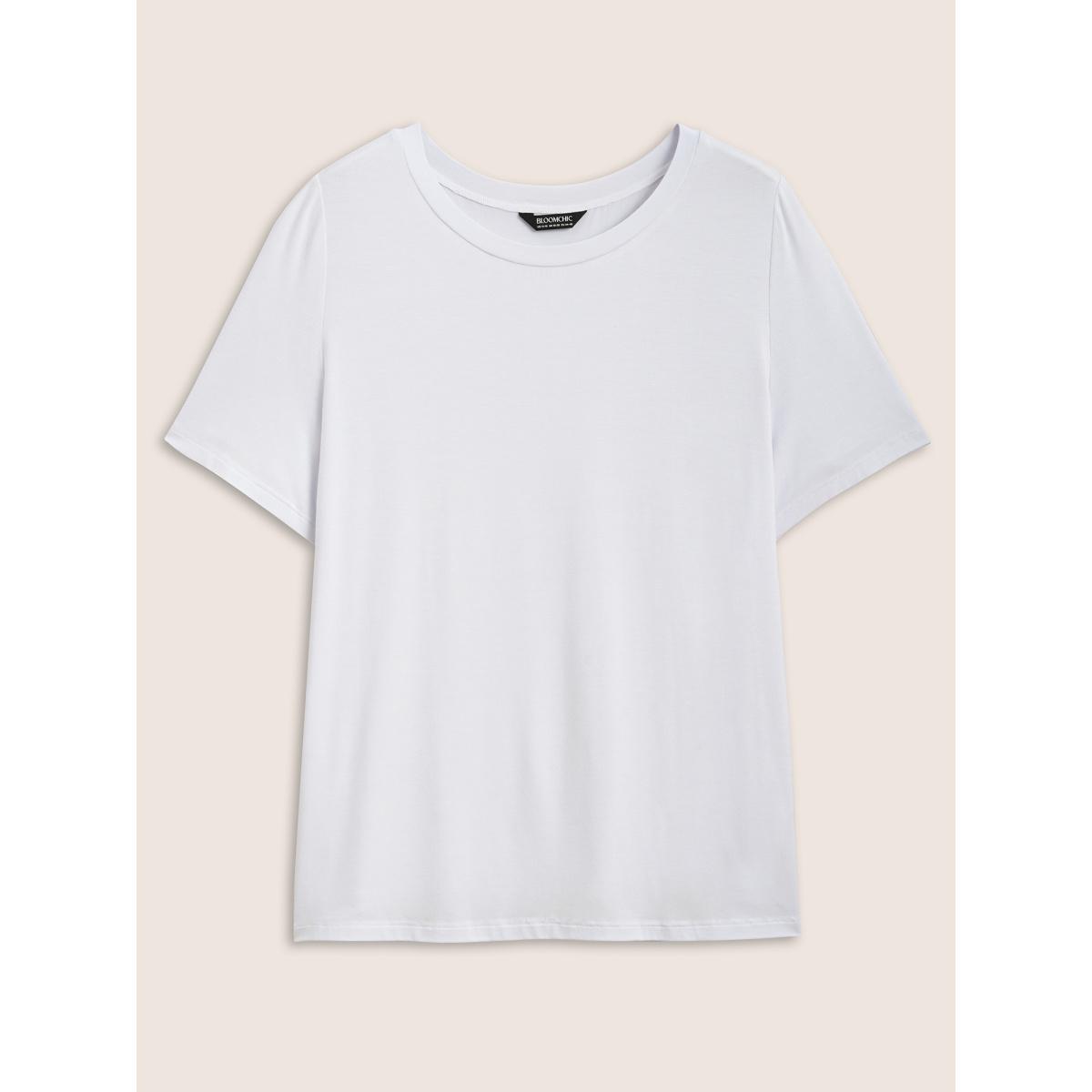 Plus Size Supersoft Essentials Solid Basic Knit T-shirt Originalwhite Women Leisure Non Round Neck Bodycon Casual T-shirts BloomChic 10/M Product Image