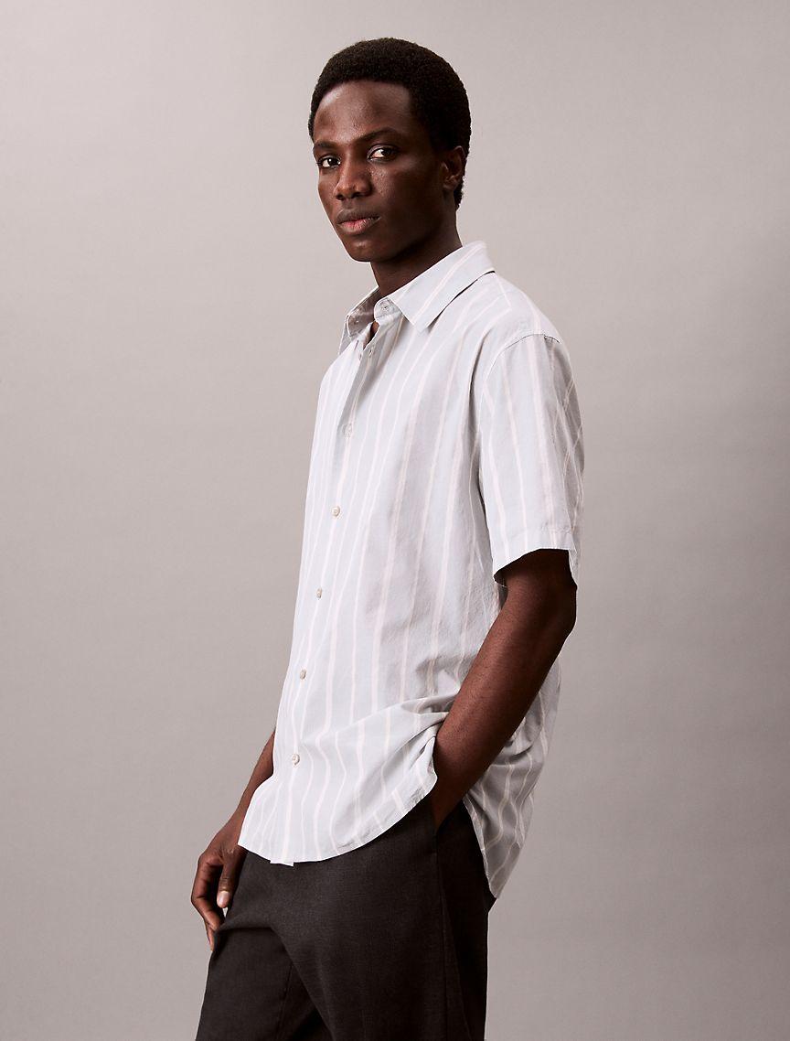 Cotton Stripe Relaxed Button-Down Shirt  Product Image