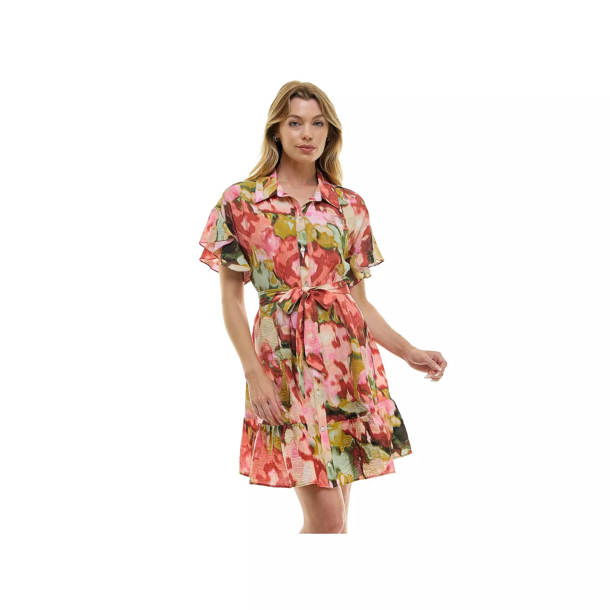 Women's Luxology Button Front Tie-Waist Dress,  Product Image