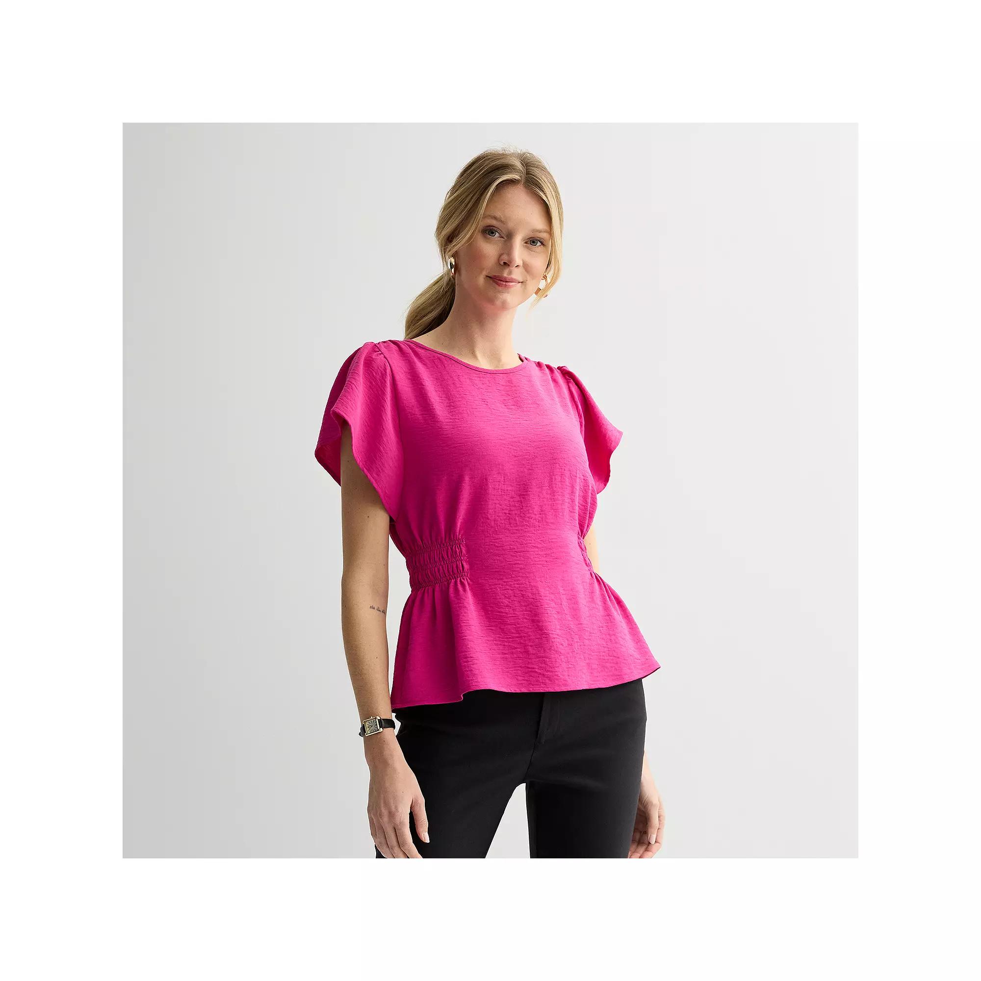 Women's Nine West Cinched Flutter Sleeve Blouse, Size: Small, Orchid Landscape Product Image