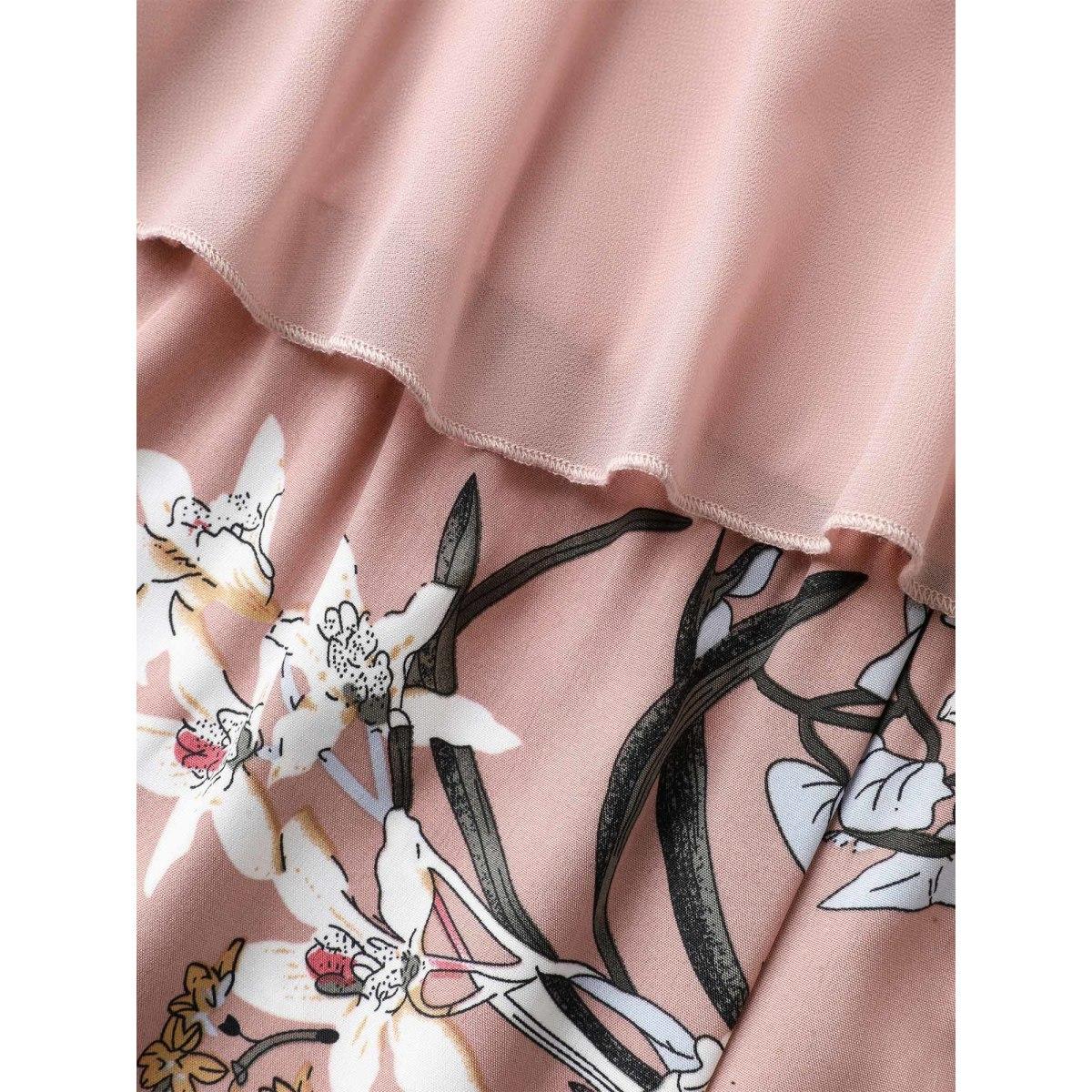 Plus Size DustyPink Large Flower Print Spliced Wide-Leg Jumpsuit Women Timeless Sleeveless U-neck Elegant Loose Jumpsuits BloomChic 12/L Product Image