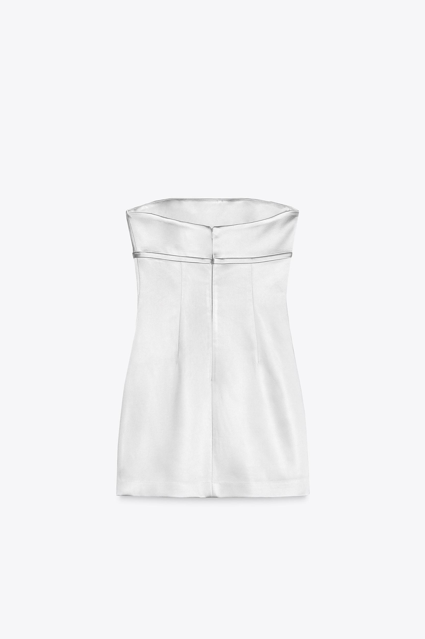 STRAPLESS SATIN DRESS WITH BOW Product Image