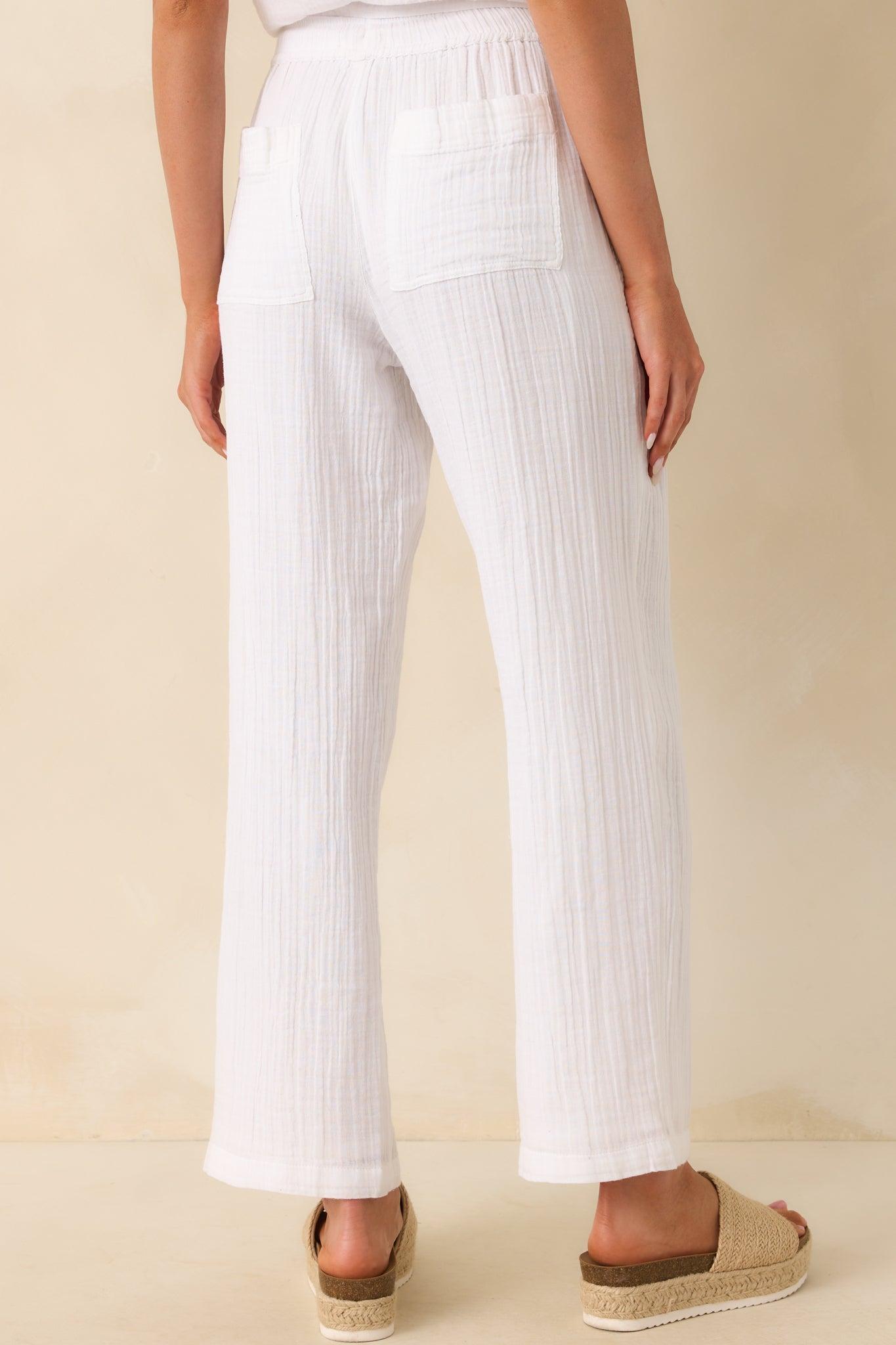 Z Supply White Cotton Plaza Airy Gauze Ankle Pants Product Image