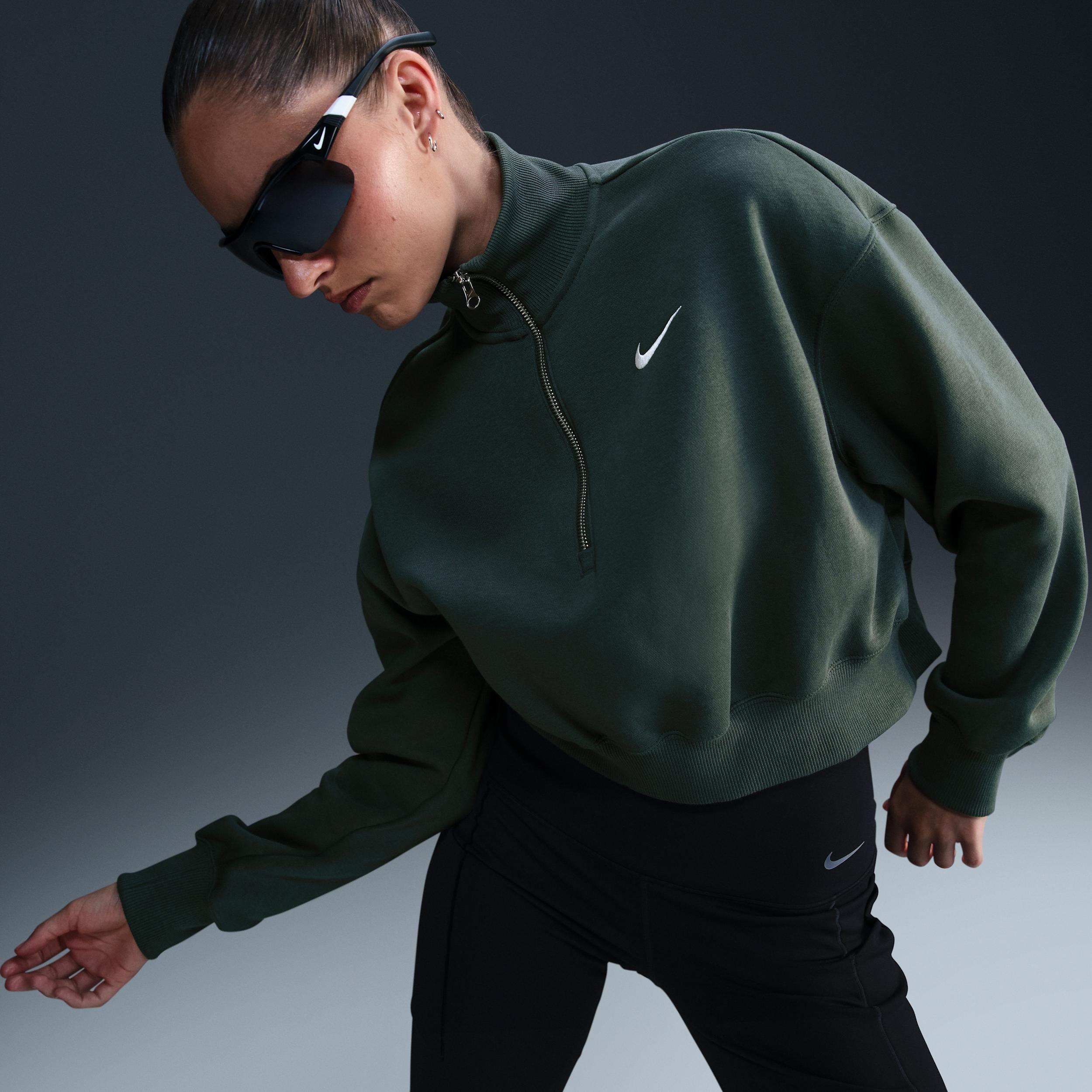 Womens Nike Sportswear Phoenix Fleece Oversized Half-Zip Crop Sweatshirt Product Image
