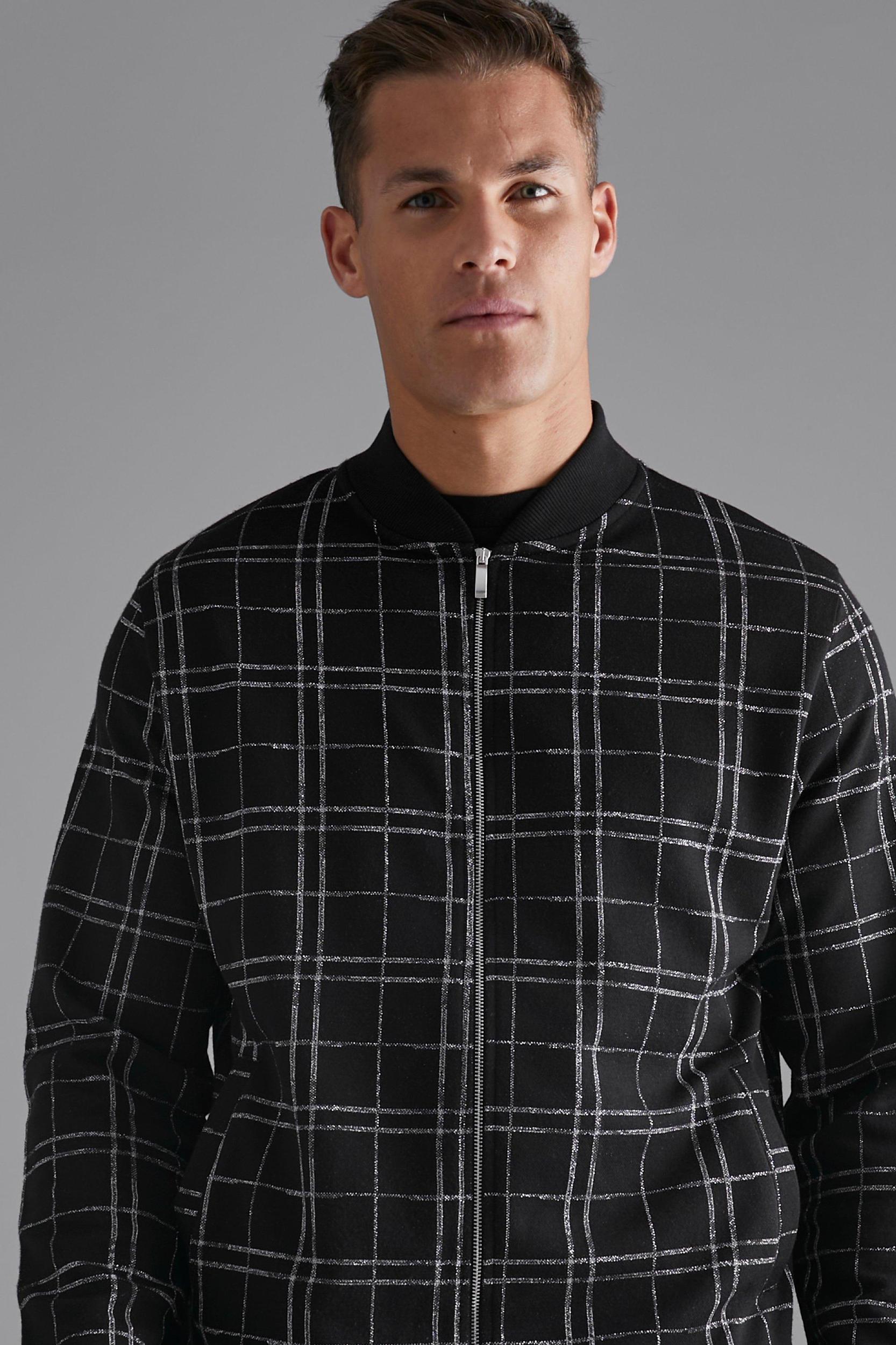 Tall Smart Plaid Bomber Jacket | boohooMAN USA Product Image