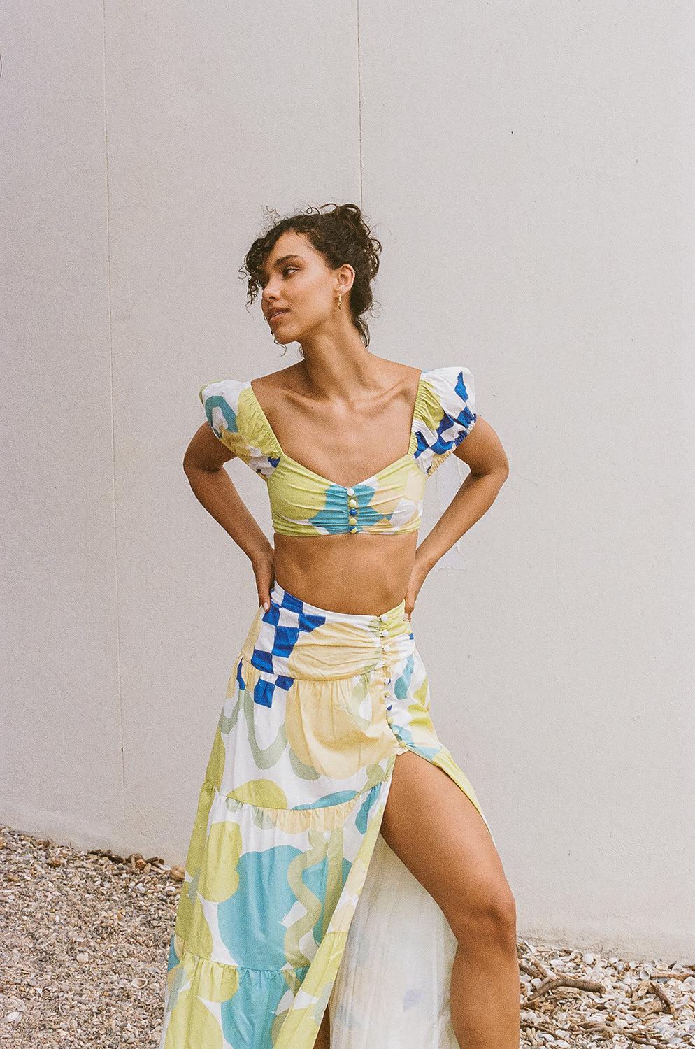 Bindi Maxi Skirt - Checker Floral Aliza Product Image