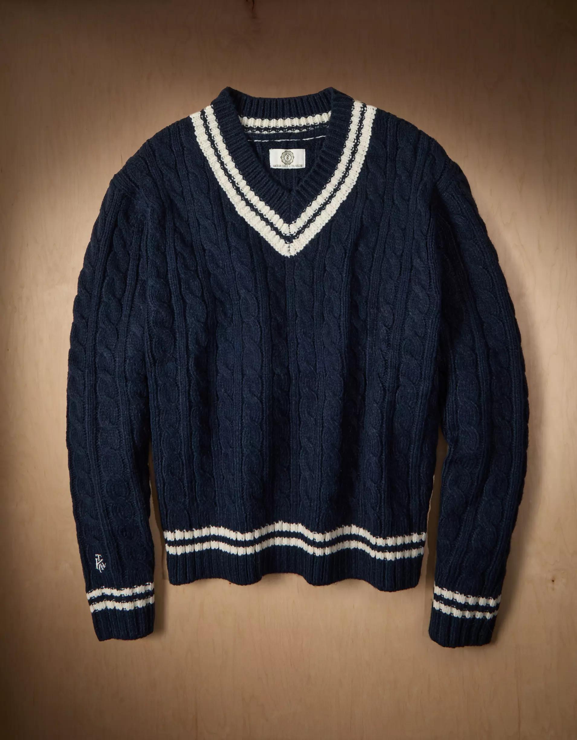 AE x Tru Kolors Cable Knit Cricket Sweater Product Image
