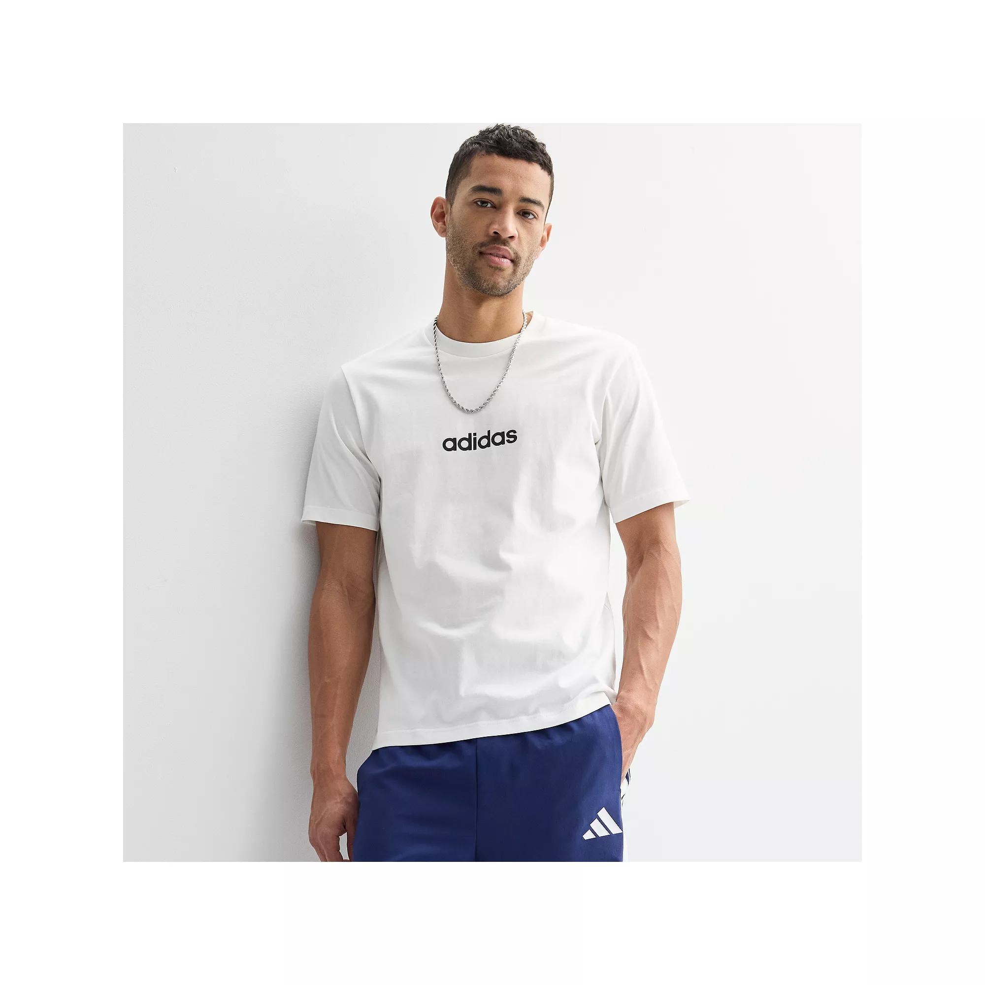 Men's adidas Essentials Single Jersey Sportswear T-Shirt, Size: Large, White Product Image