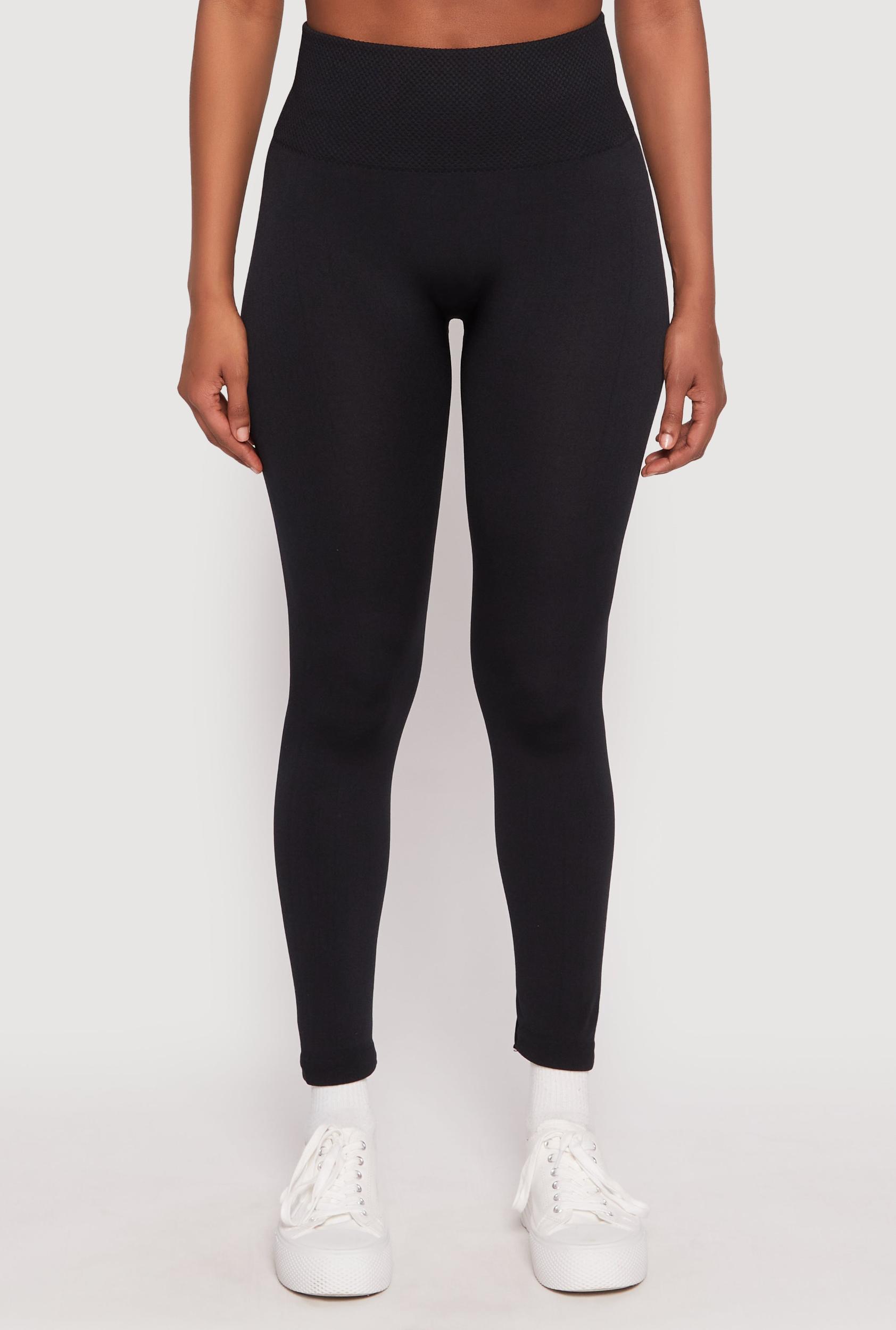 Textured Waistband Fleece Lined Leggings Female Product Image