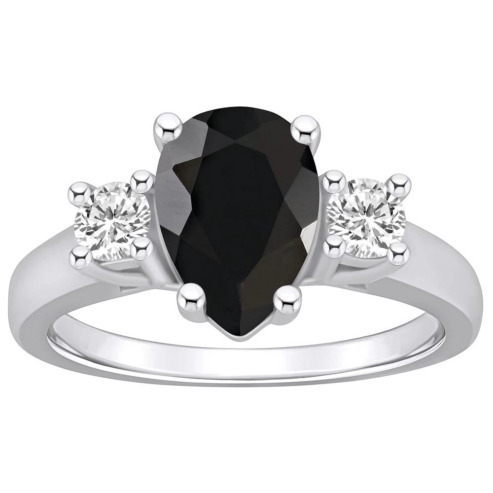 Alyson Layne 14k Gold Pear Cut Onyx & 1/3 Carat T.W. Diamond Ring, Women's, Size: 5, Black Product Image