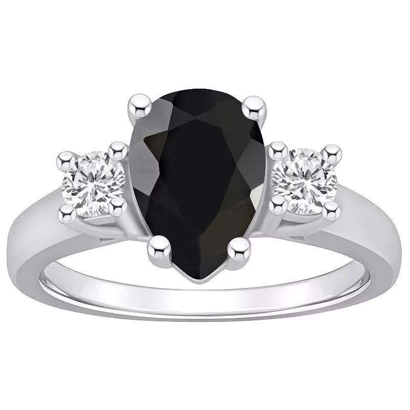 Alyson Layne 14k Gold Pear Cut Onyx & 1/3 Carat T.W. Diamond Ring, Women's, Size: 5, Black Product Image