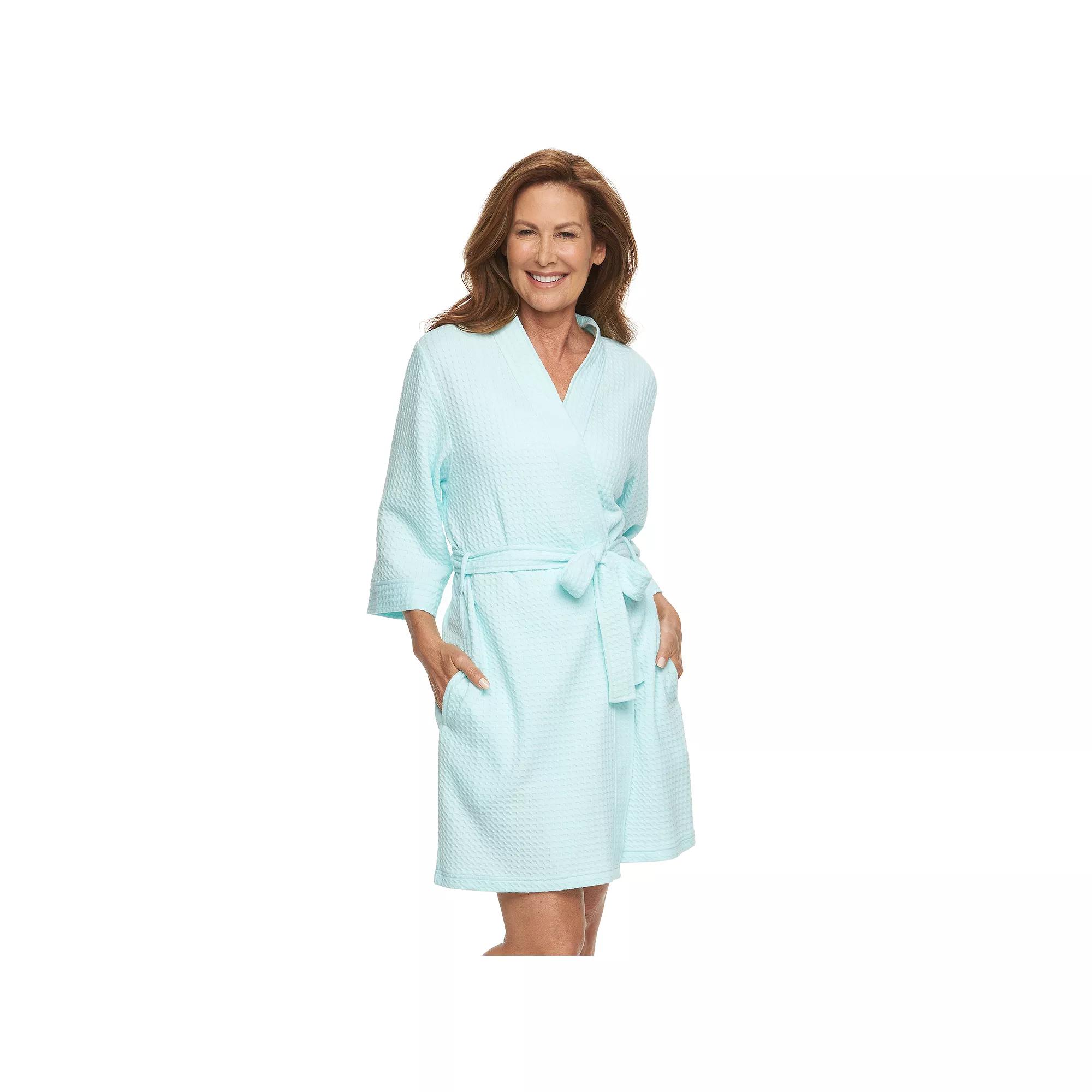Women's Croft & Barrow® Waffle Texture Robe, Size: XL, Blue Product Image
