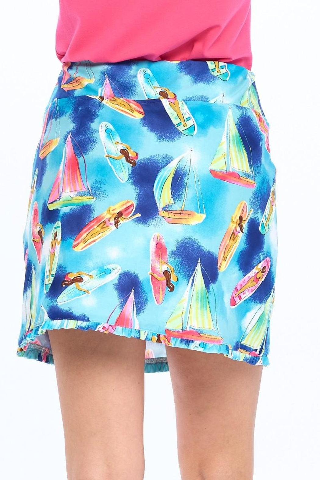 Blue Ruffle Hem Skort Product Image