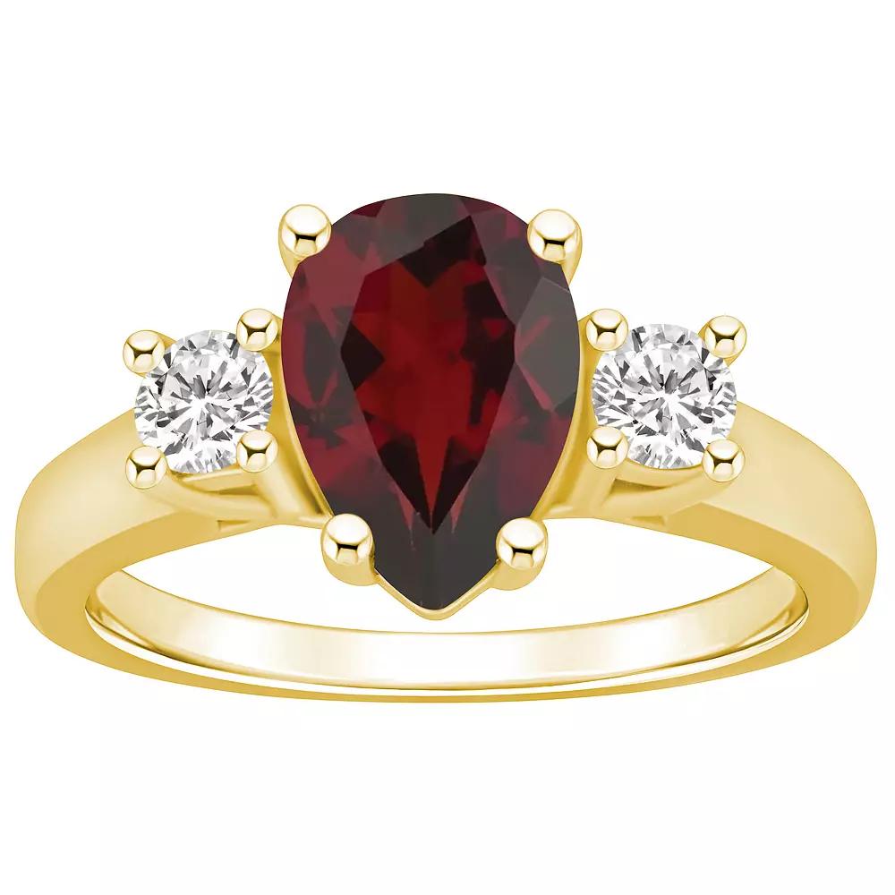 Alyson Layne 14k Gold Pear Cut Garnet & 1/3 Carat T.W. Diamond Ring, Womens Red Product Image