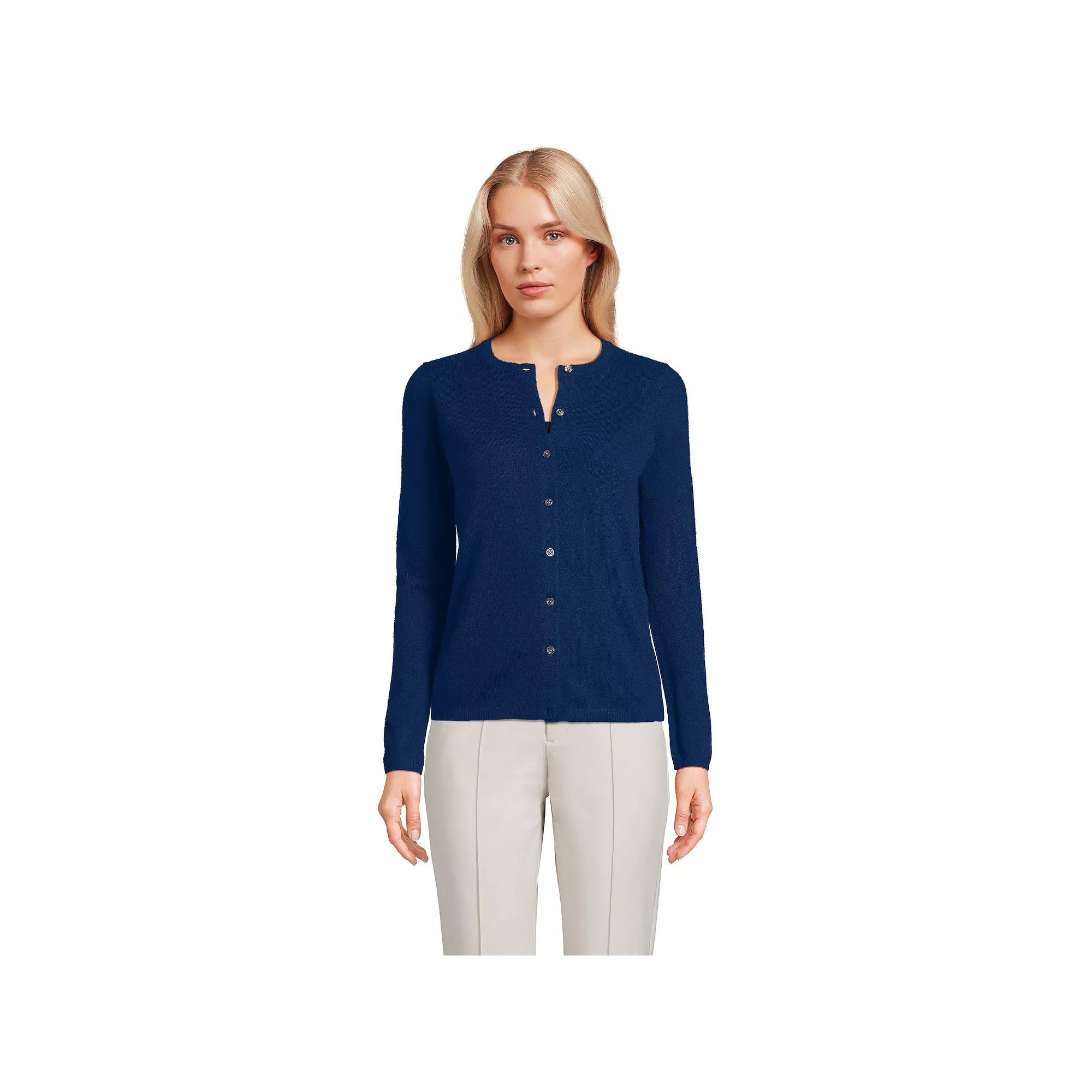 Women's Lands' End Classic Cashmere Cardigan Sweater, Size: Small, Deep  Blue Product Image