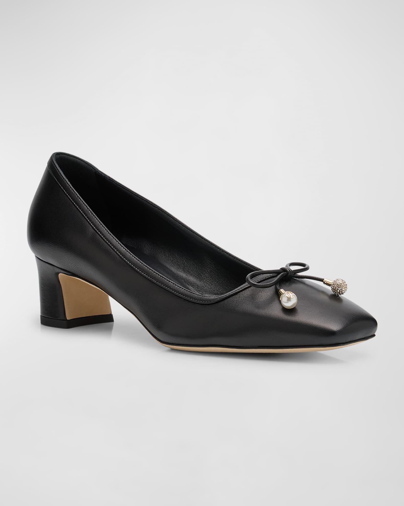 Elme Leather Bow Ballerina Pumps Product Image