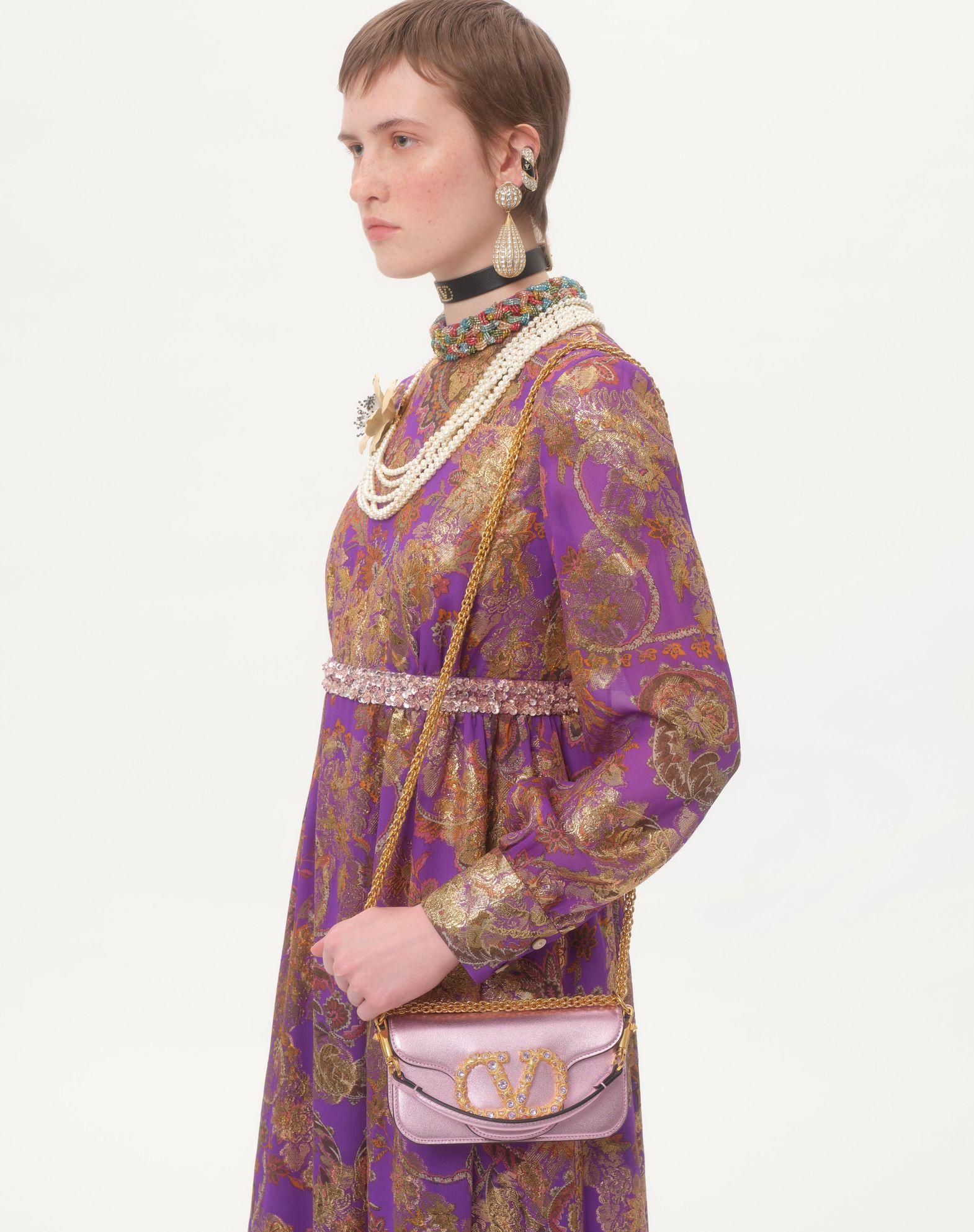 Valentino Garavani Locò Small Shoulder Bag In Laminated Calfskin With Jewel Logo Product Image