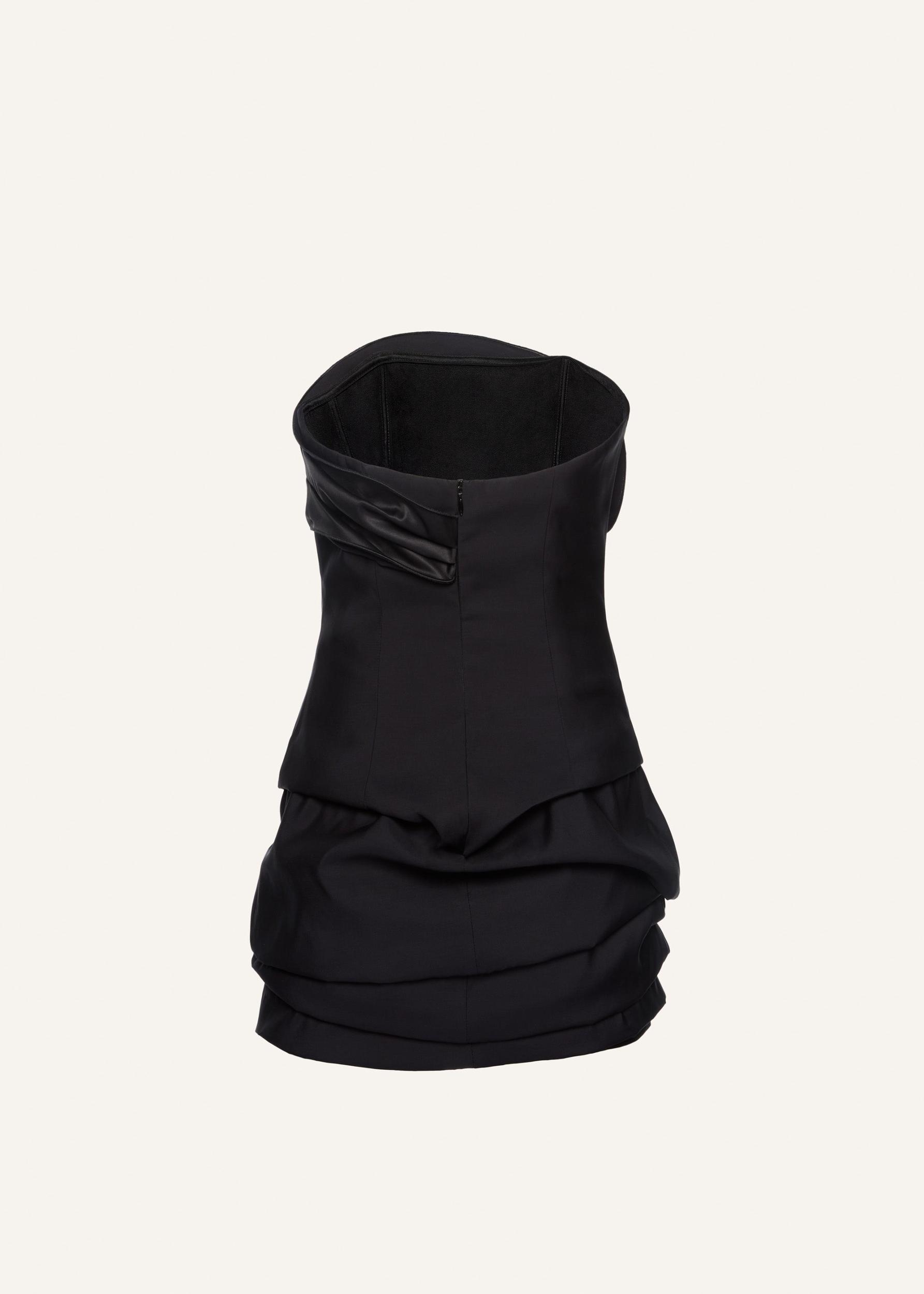 Strapless ruched mini dress in black Product Image