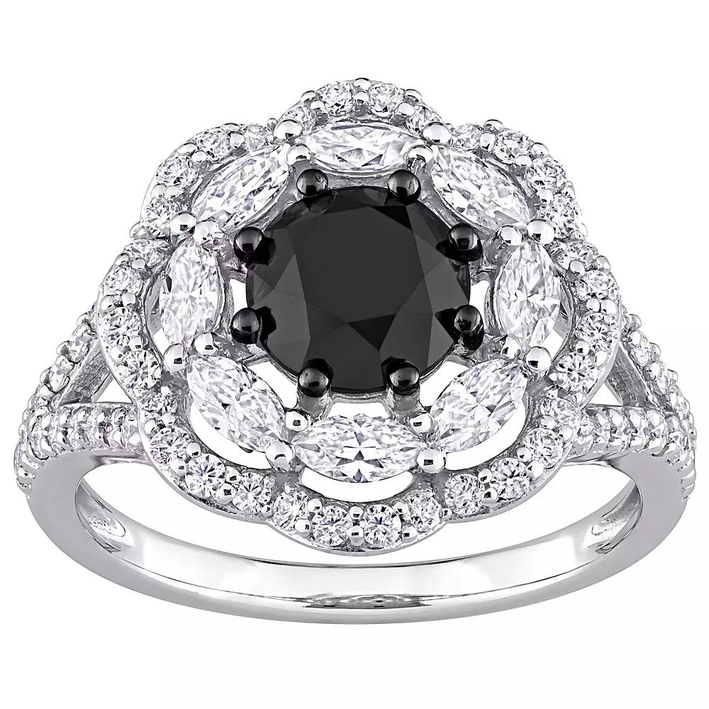 Stella Grace 10k White Gold 1 1/2 Carat T.W. Black Diamond & Lab-Created Moissanite Engagement Ring, Women's,  Product Image