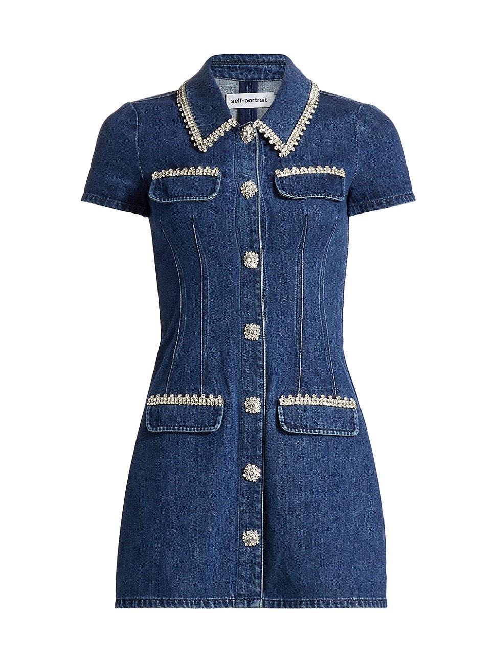 Womens Embellished Denim Minidress Product Image