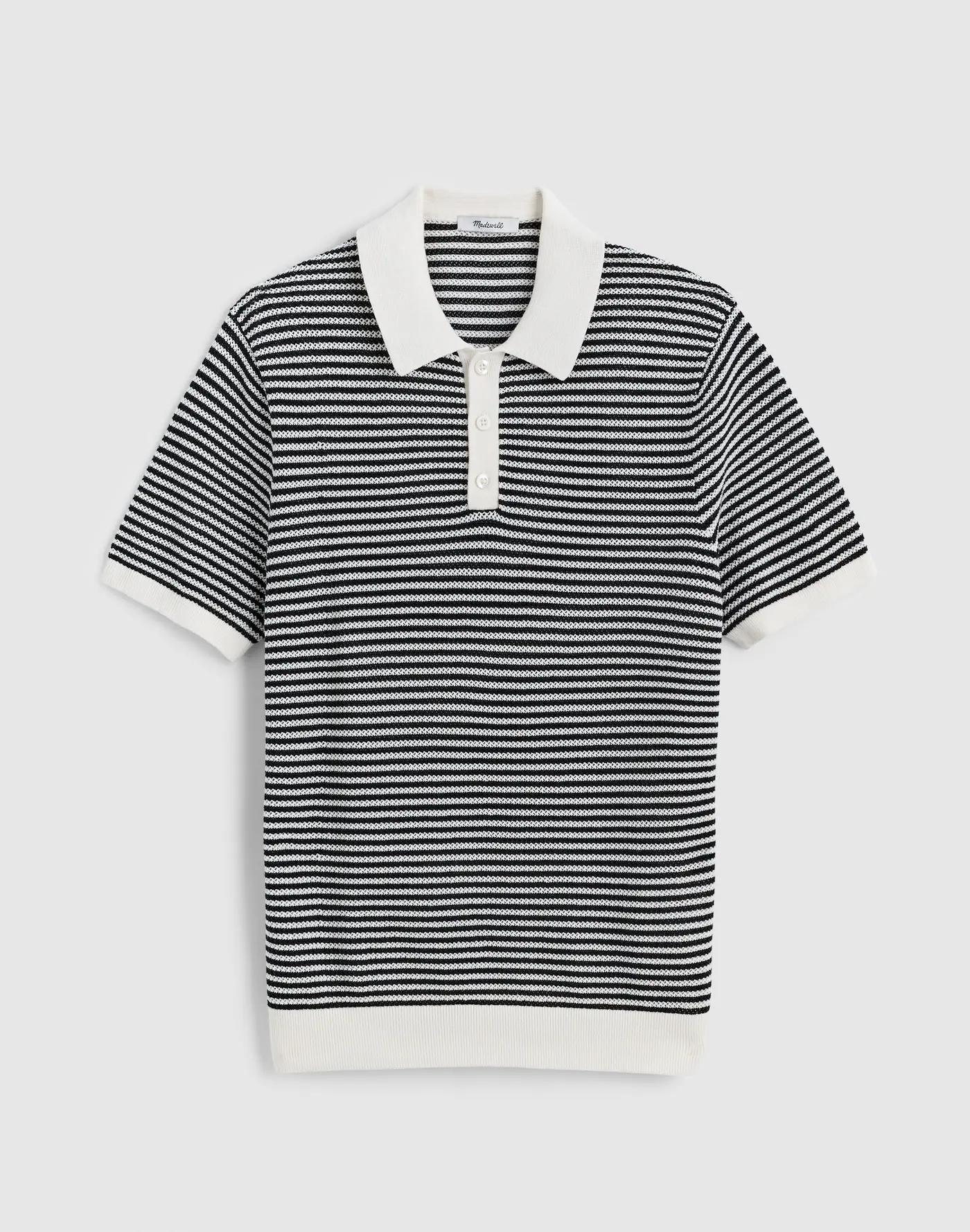 Pointelle-Stripe Sweater Polo Product Image