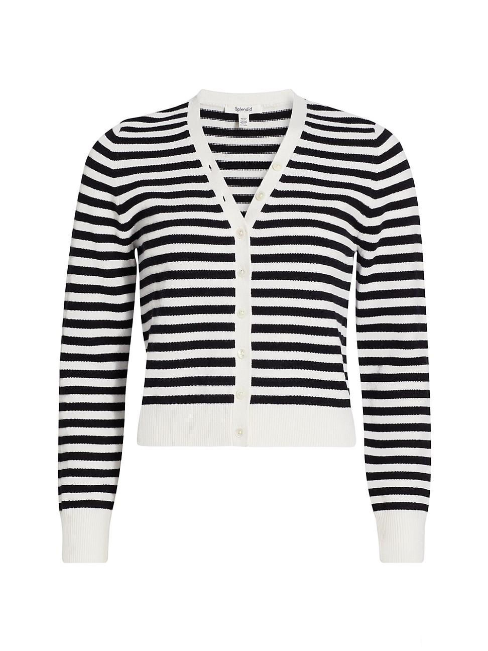Womens Santina Striped V-Neck Cardigan Product Image