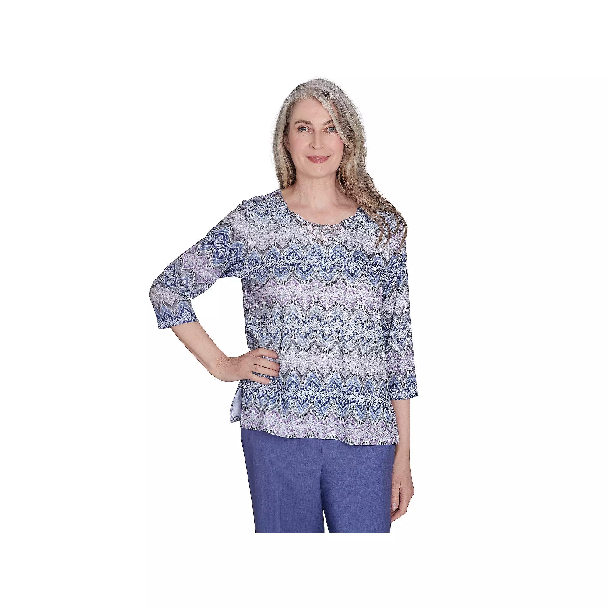 Women's Alfred Dunner Lace Textured Top, Size: XL, Gray Product Image