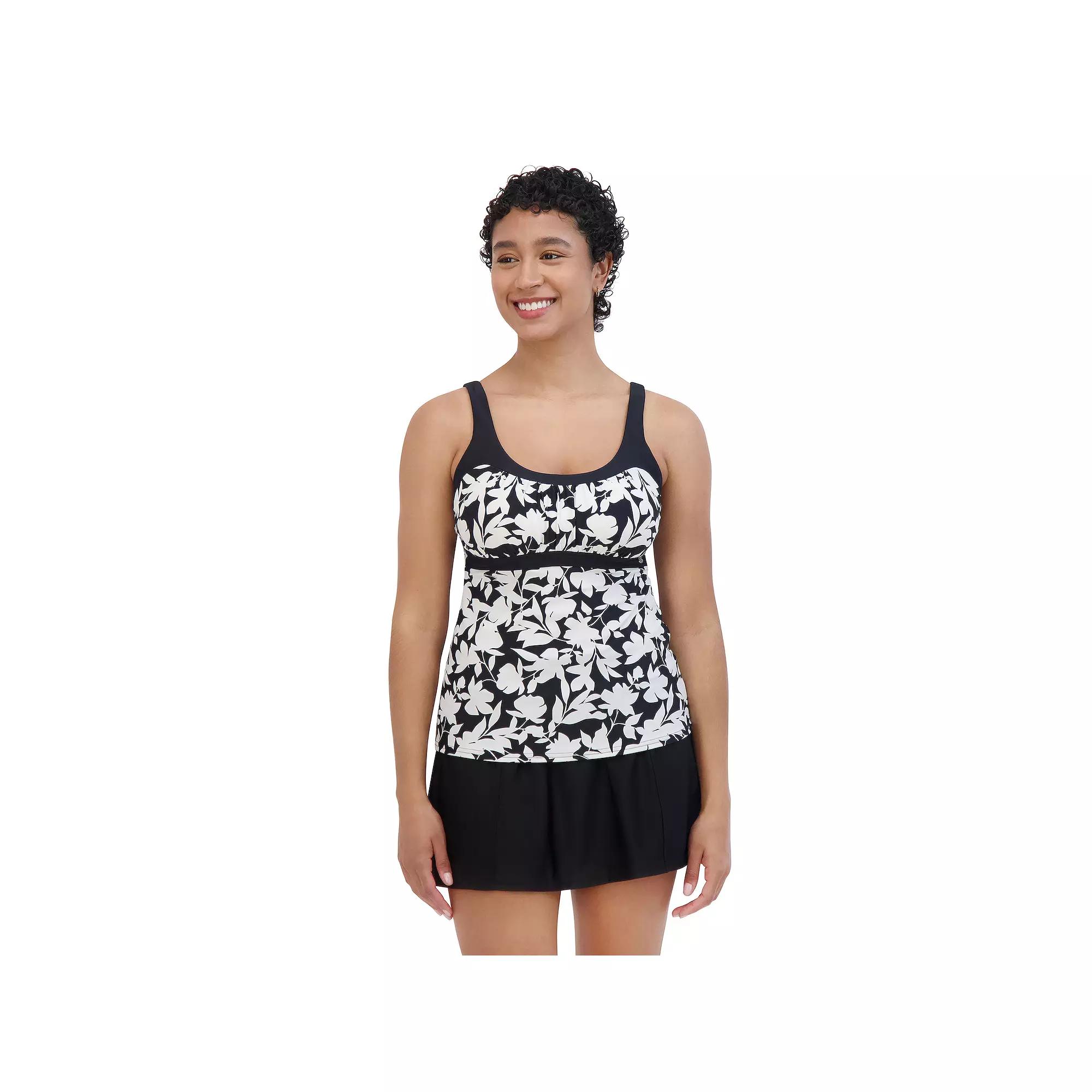 Women's ZeroXposur UPF 30+ Hopscotch Peasant Tankini, Size: Large, Black White Product Image