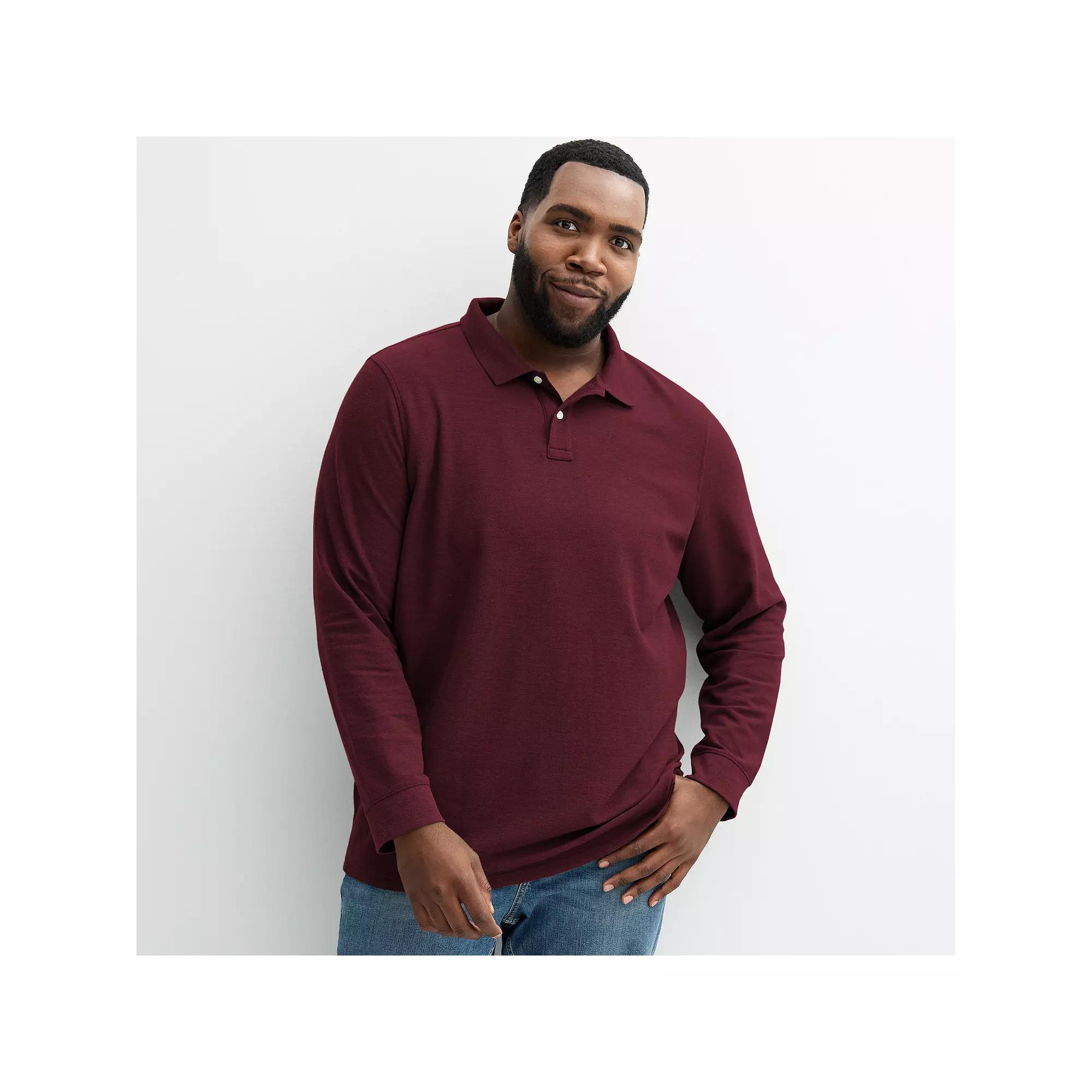 Big & Tall Sonoma Goods For Life® Long Sleeve Pique Polo, Men's,  Product Image