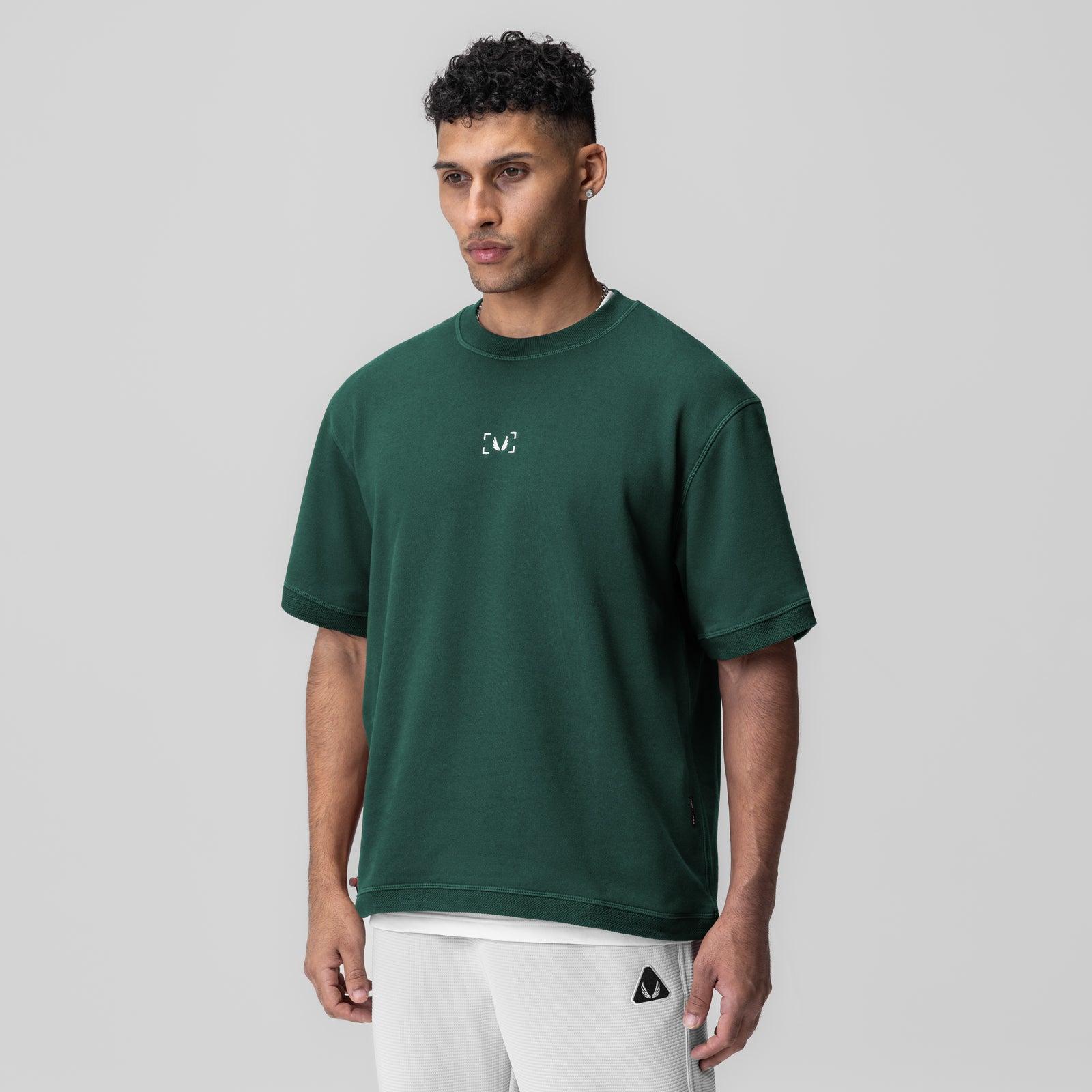 1026. Herringbone Terry Oversized Cinch Tee - Forest Green Product Image