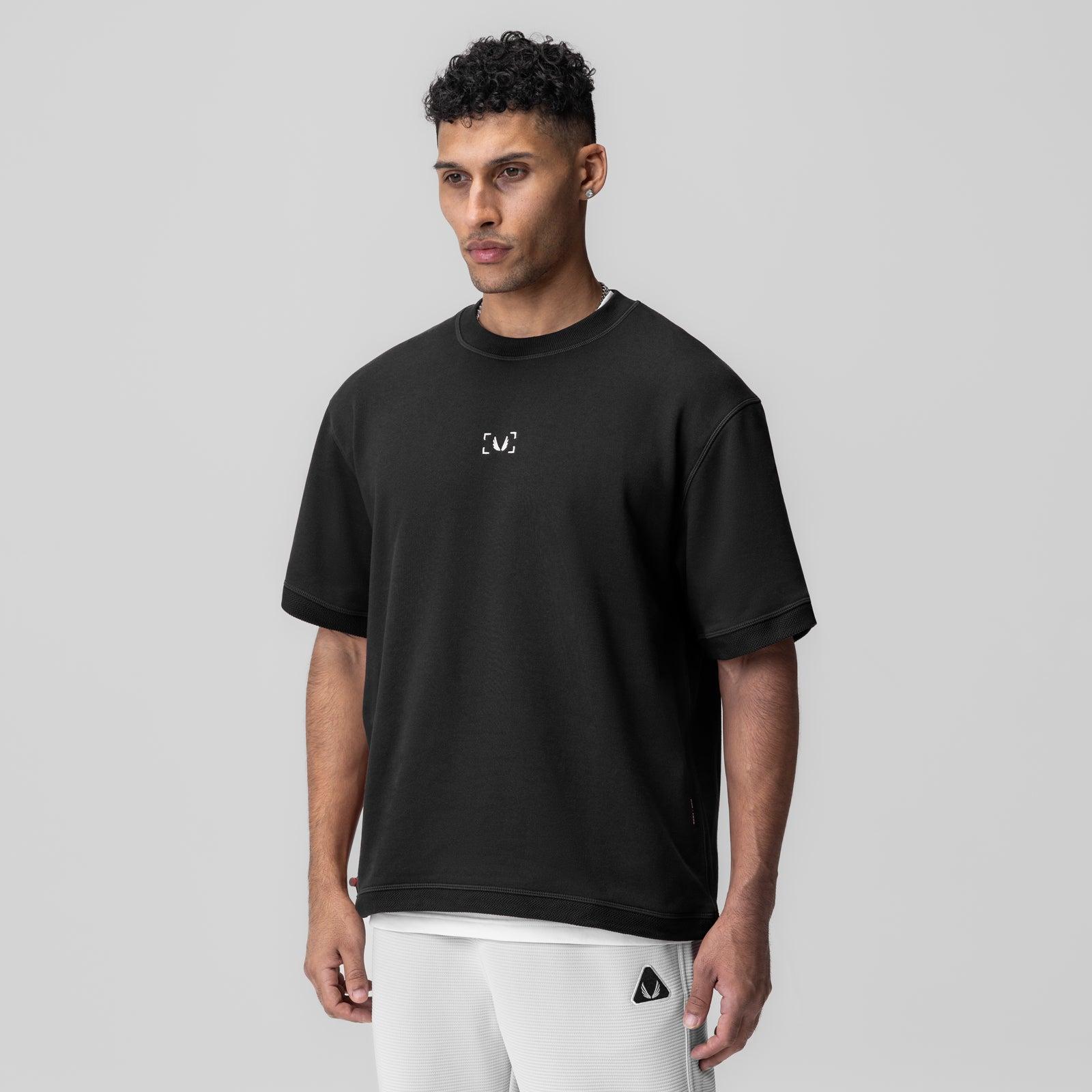 1026. Herringbone Terry Oversized Cinch Tee - Black Product Image