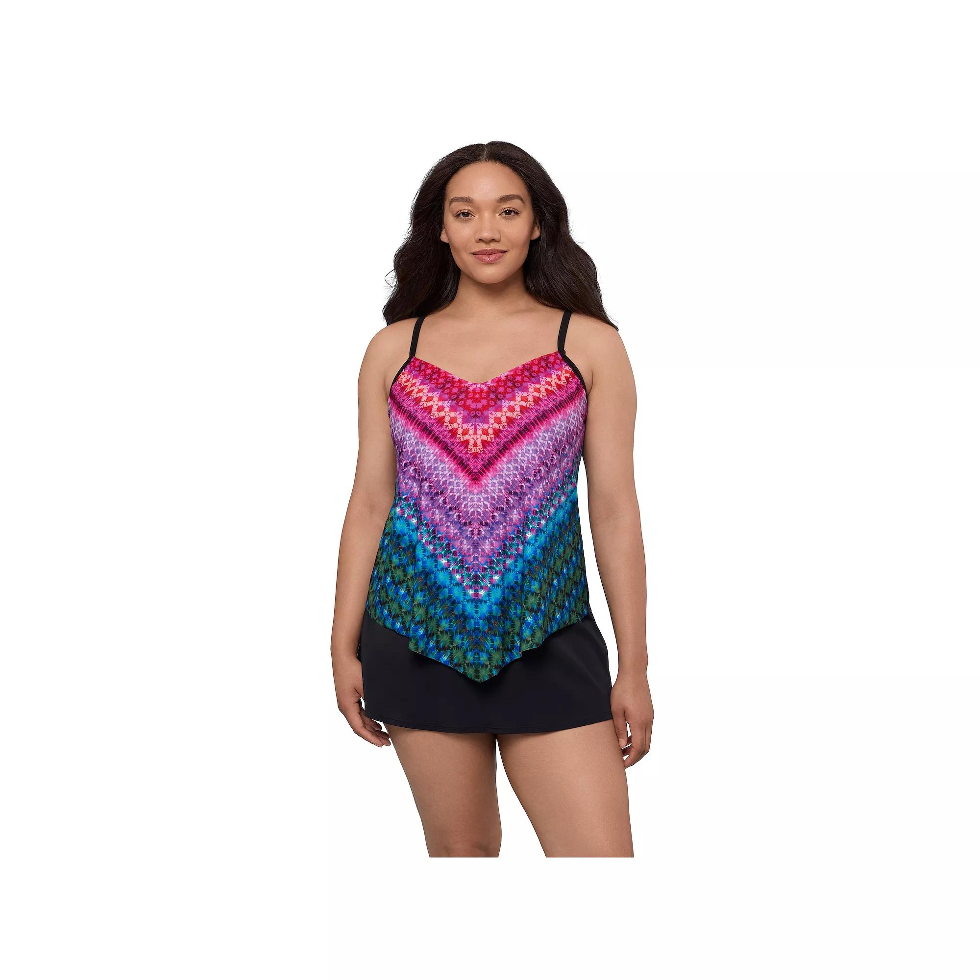 Women's Trimshaper Kona Corners Handkerchief Tankini Swimsuit Top, Size: 16 Product Image