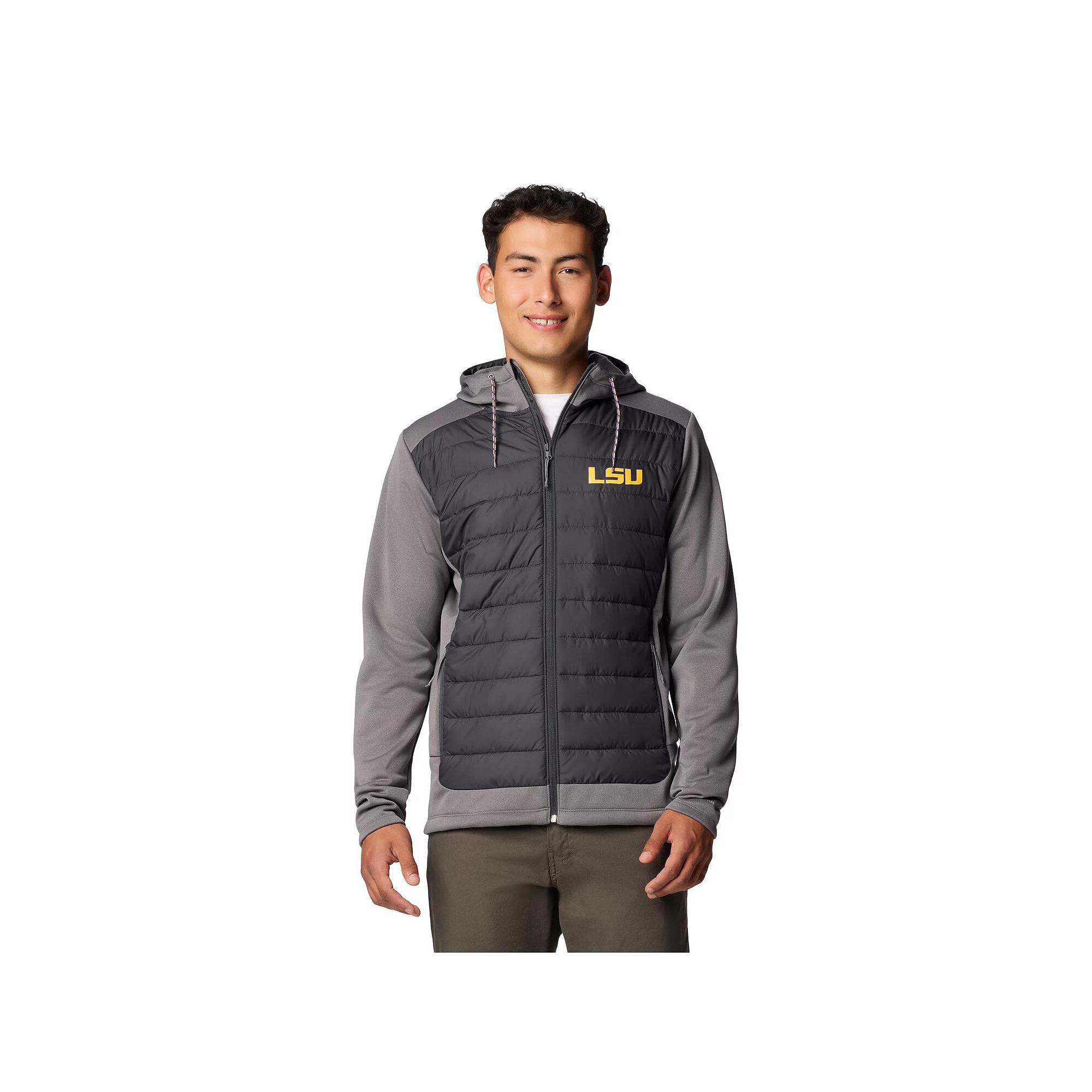 Men's Columbia Charcoal/Gray LSU Tigers Out-Shield Hybrid Full-Zip Hoodie Jacket,  Product Image