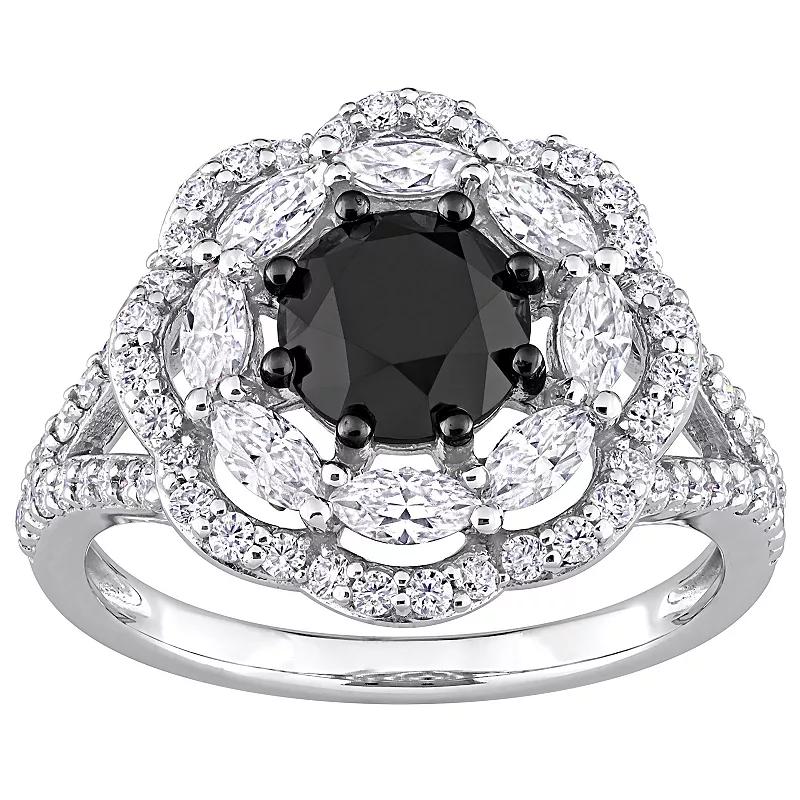 Stella Grace 10k White Gold 1 1/2 Carat T.W. Black Diamond & Lab-Created Moissanite Engagement Ring, Women's,  Product Image