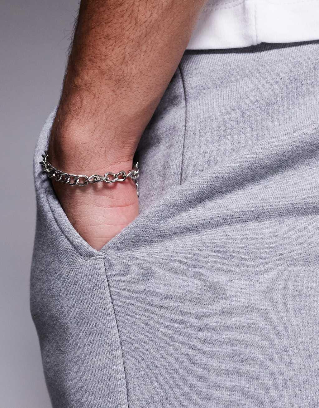 ASOS DESIGN premium heavyweight straight leg sweatpants in heather gray Product Image