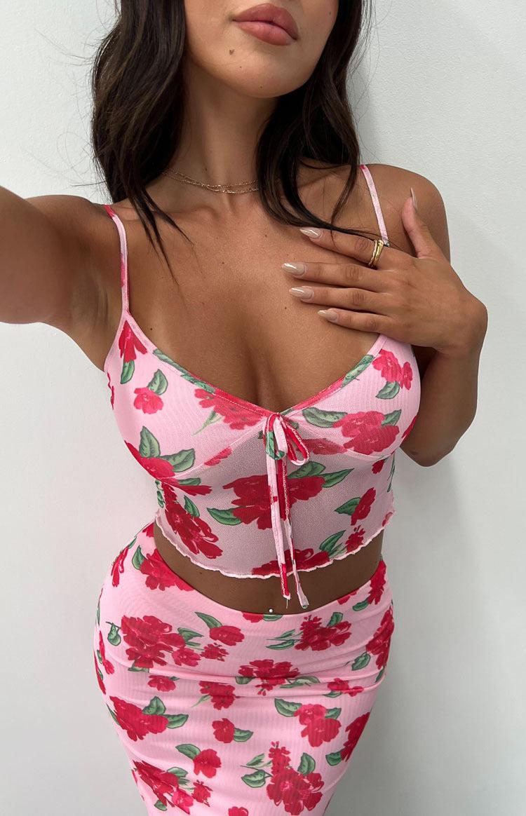 Emz Pink Floral Mesh Cami Baby Product Image