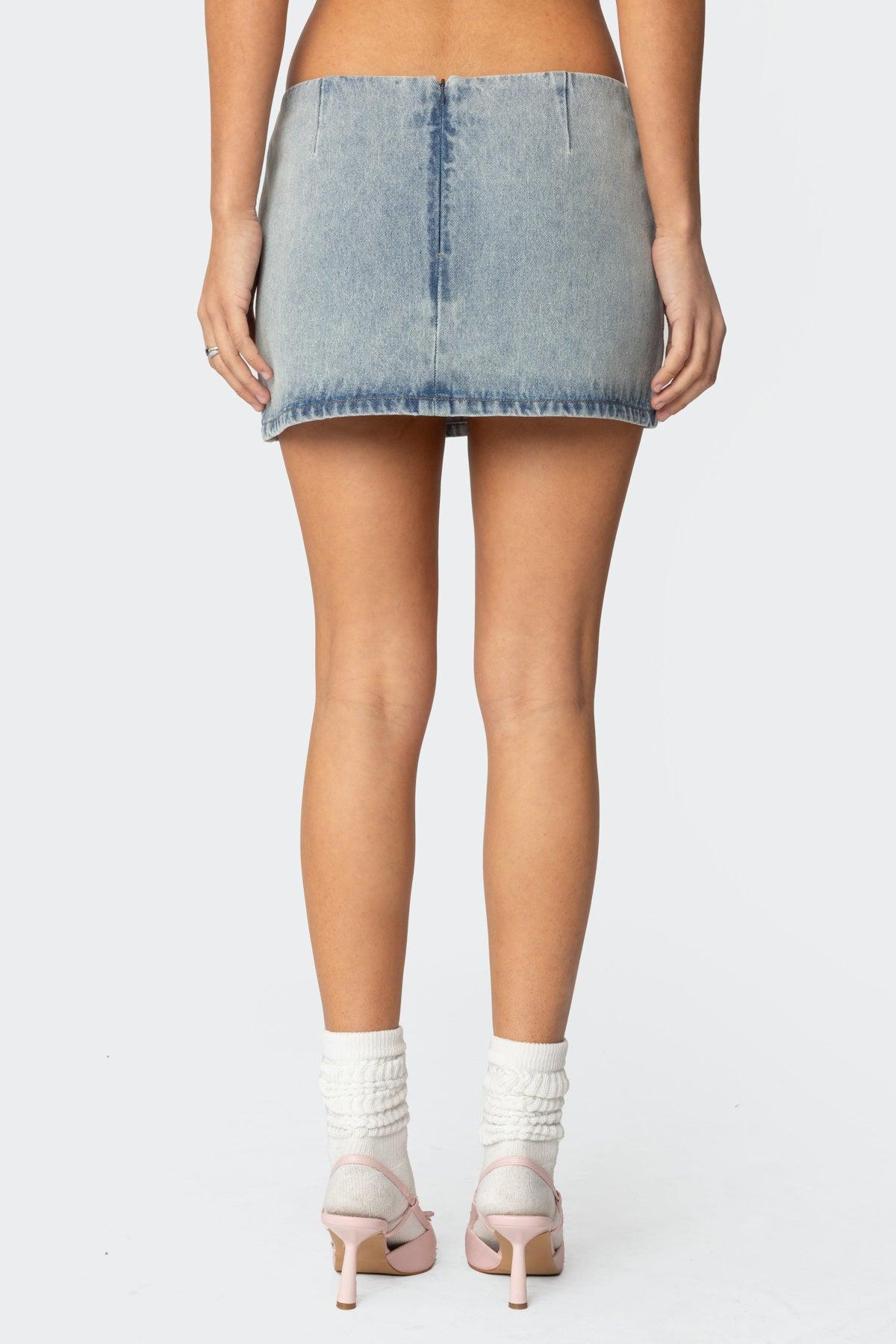 Bowdie Washed Denim Mini Skirt Product Image