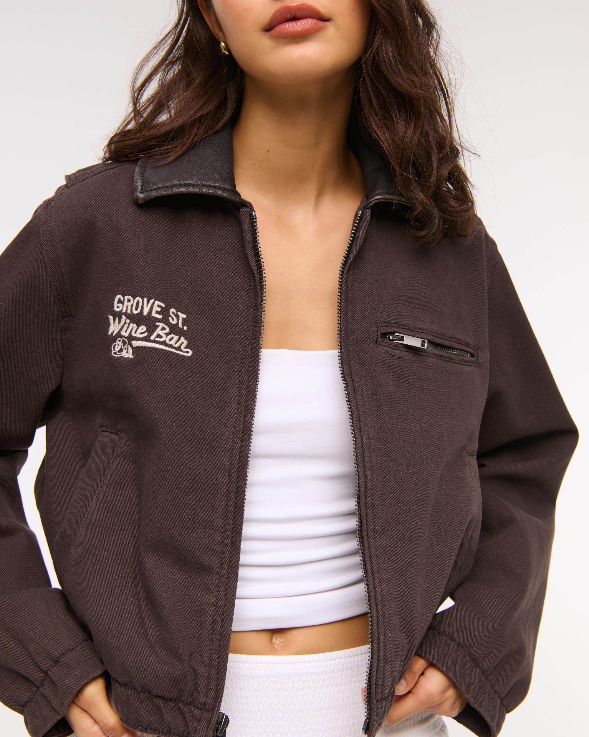 Cropped Twill Trucker Jacket Product Image