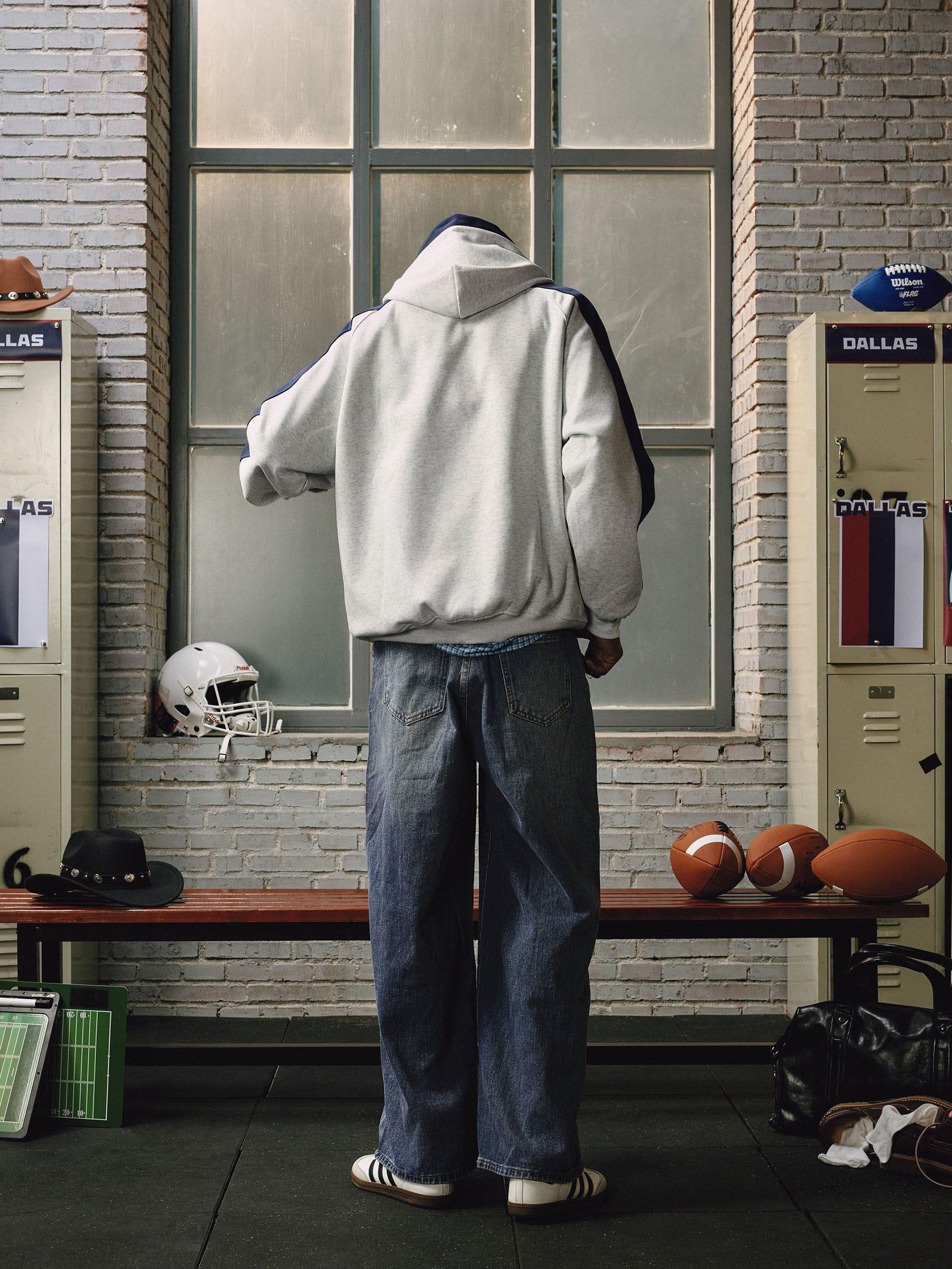 Aelfric Eden Color Blocking Stripe Hoodie Product Image