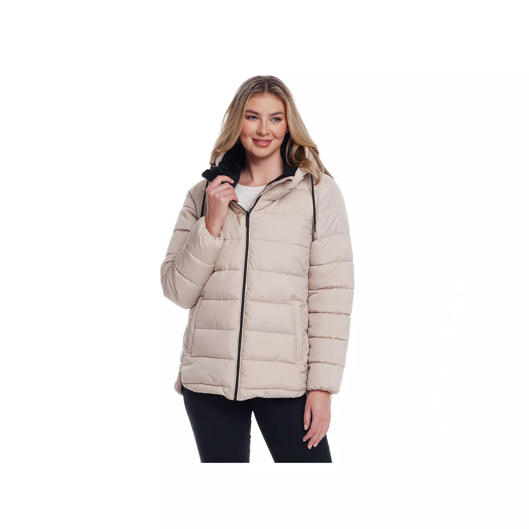 Women's Weathercast Hooded Puffer Coat with Cozy Pile, Size: Medium, Merlot Product Image